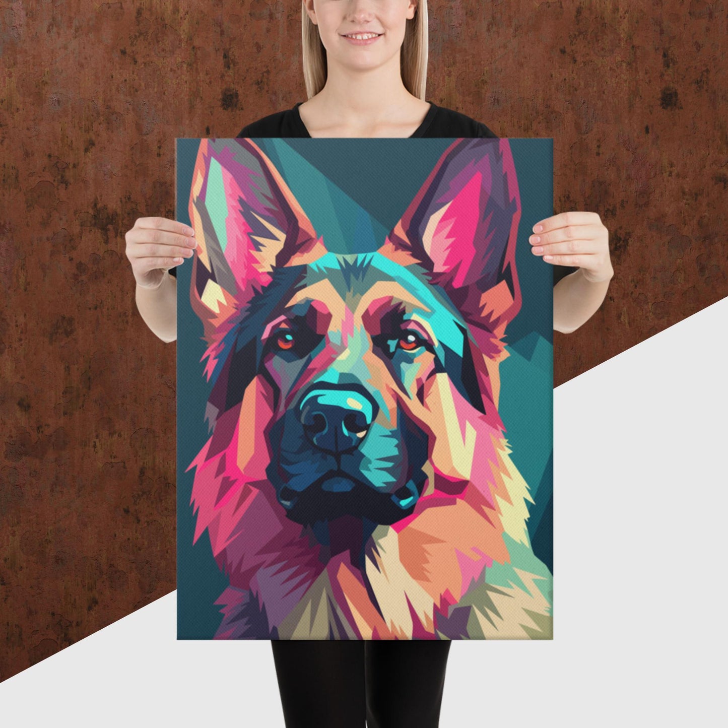 Green and Pink Dog Canvas Poster