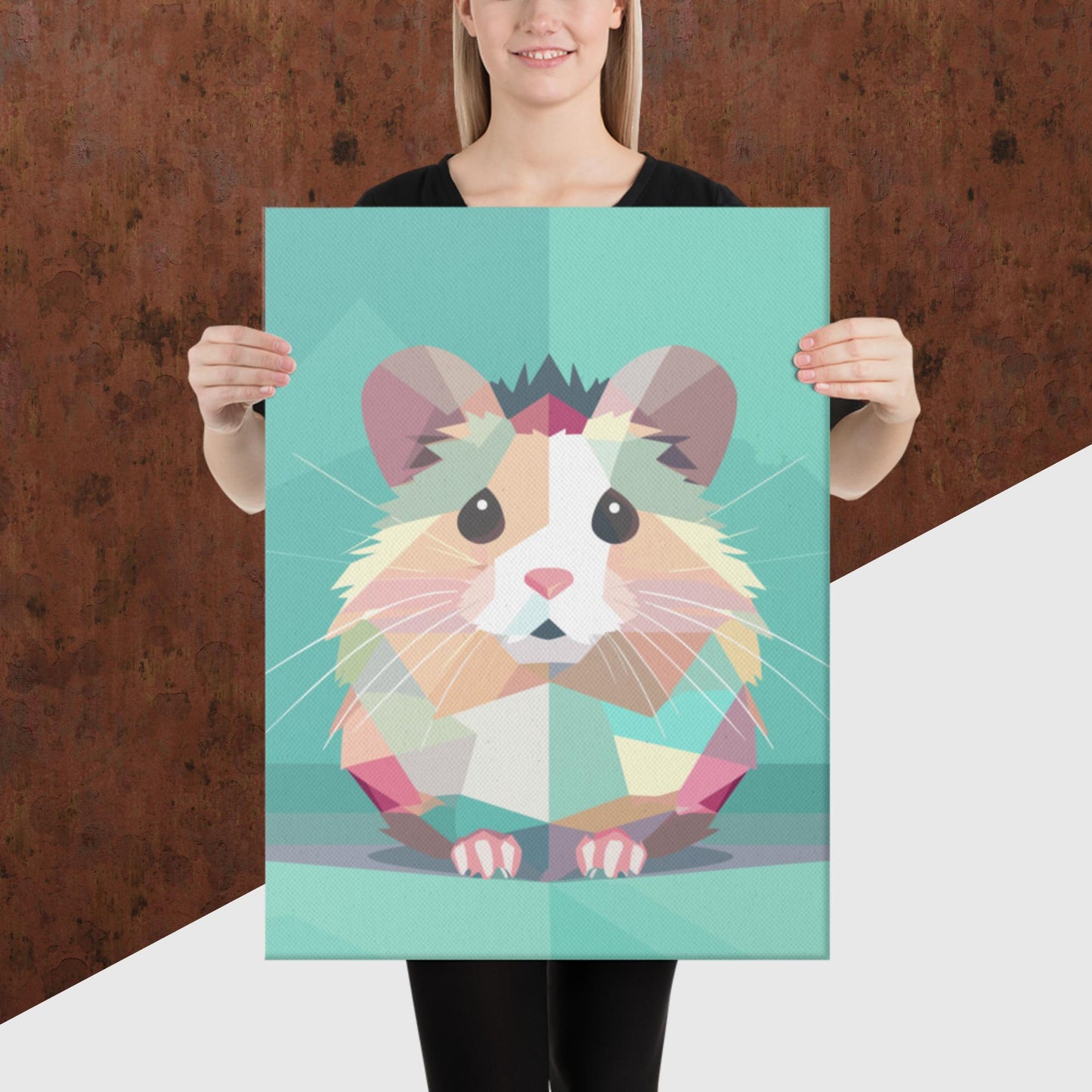 Green and Pink Hamster Canvas Poster