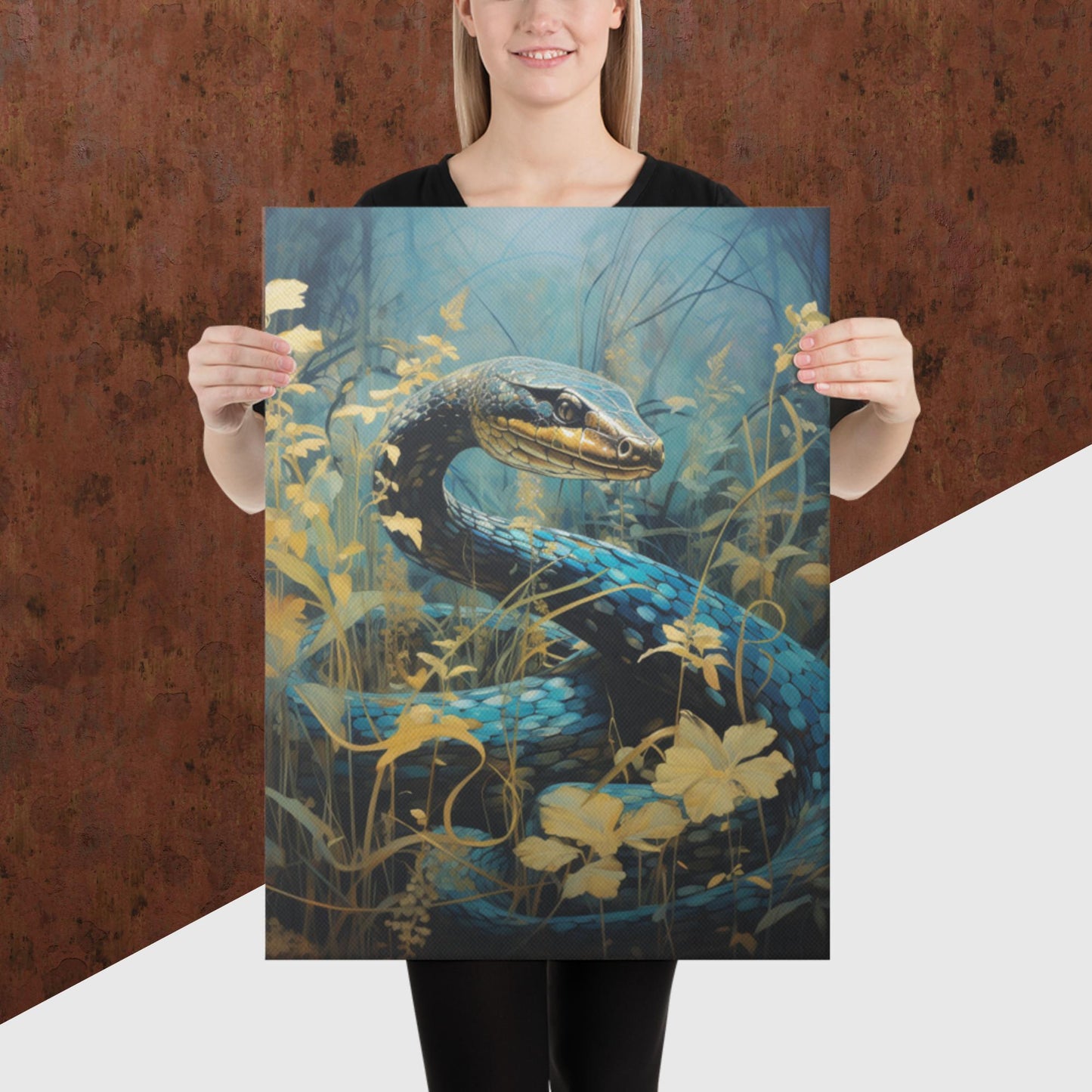 Dark Turquoise Snake Canvas Poster