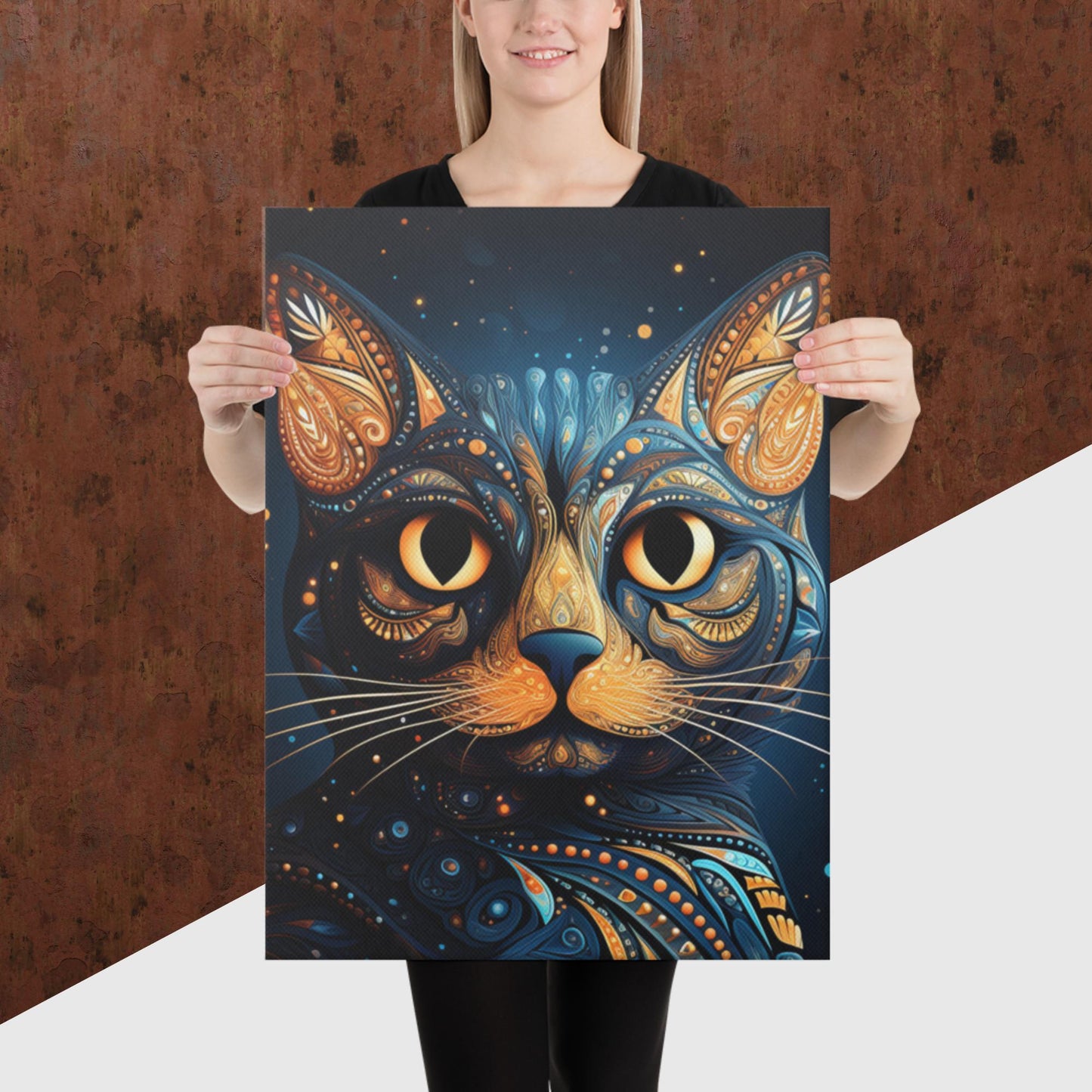 Dot Art Cat Canvas Poster