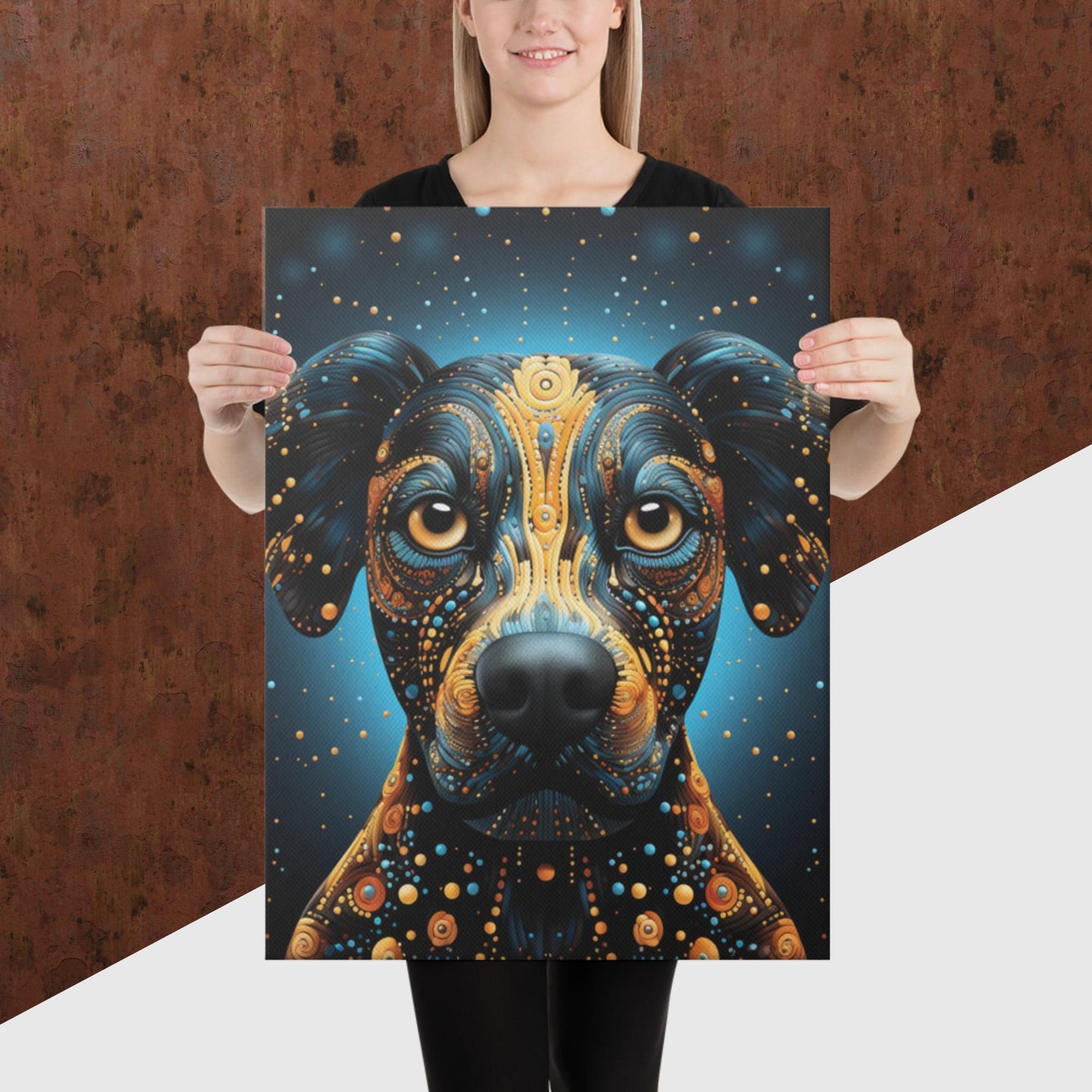 Dot Art Dog Canvas Poster