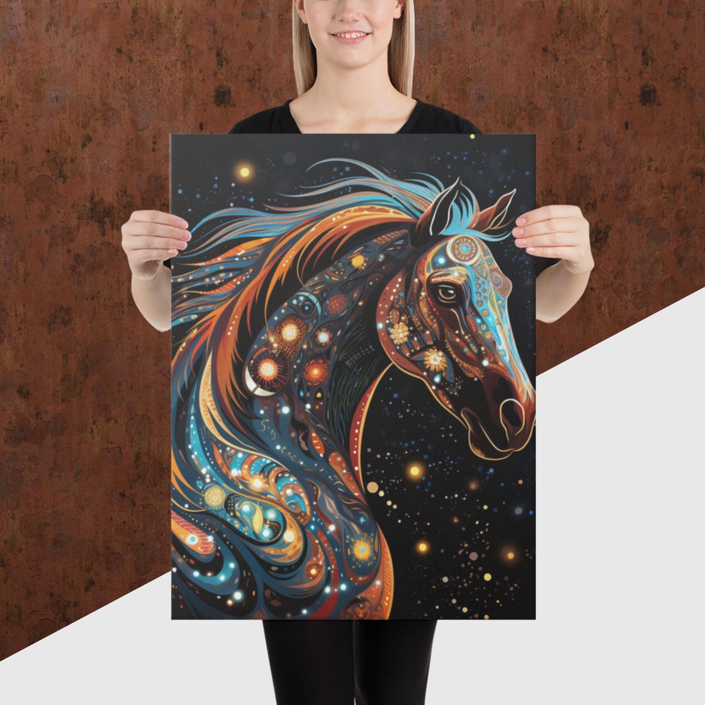 Dot Art Horse Canvas Poster