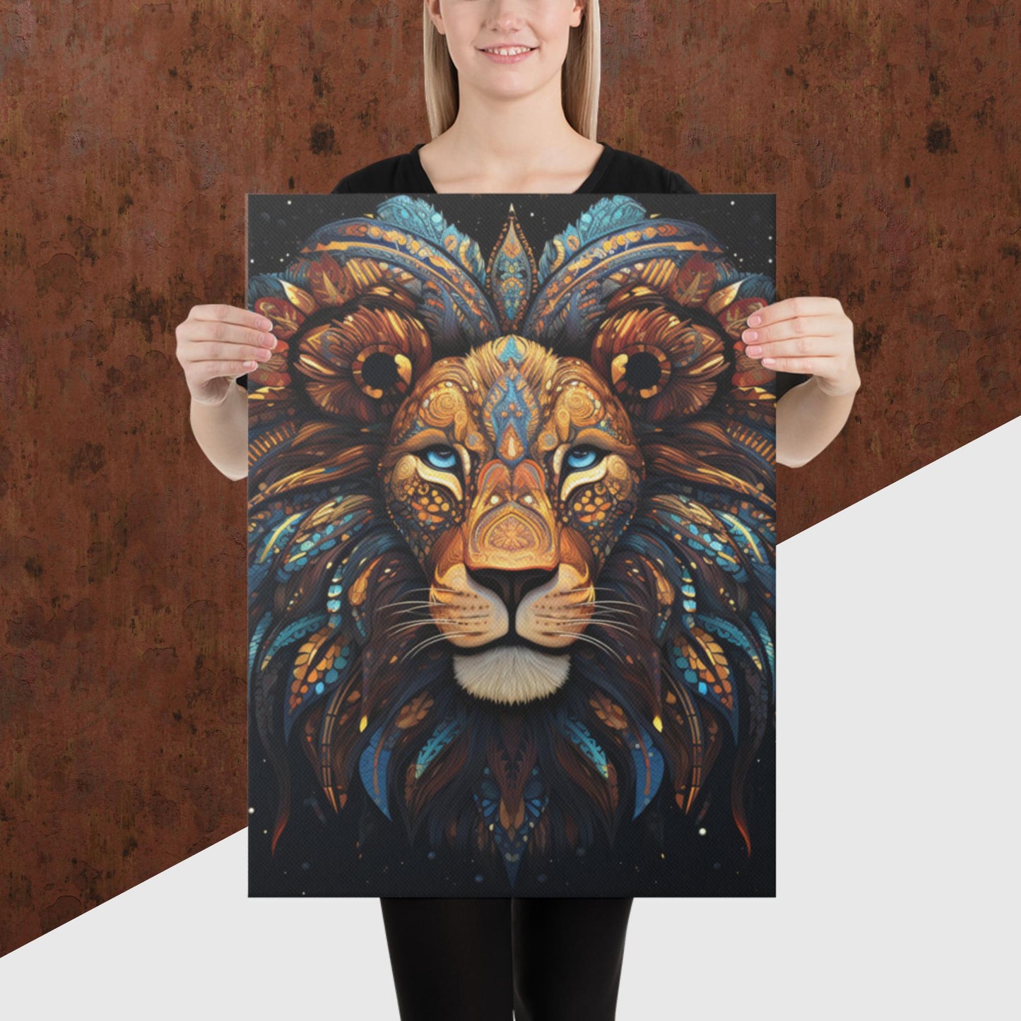 Dot Art Lion Canvas Poster