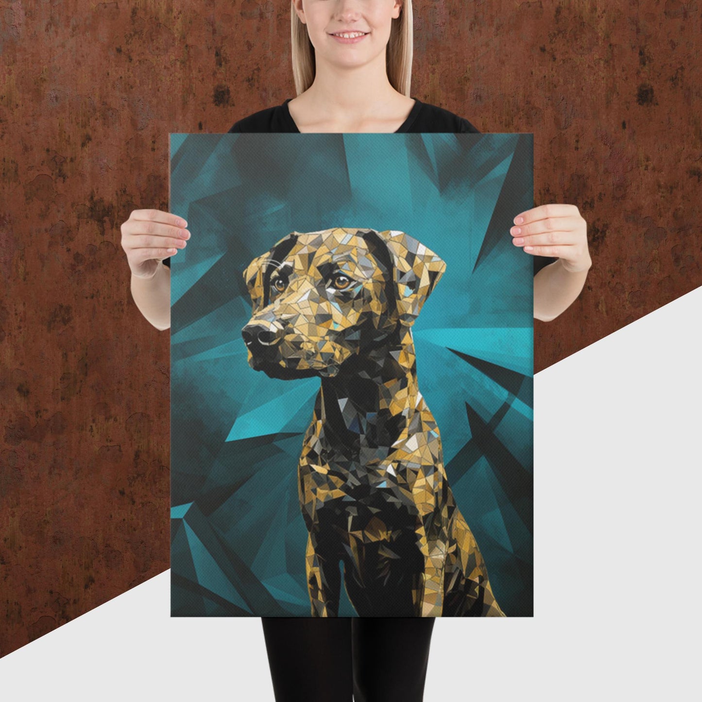 Blue Gold Dog Canvas Poster