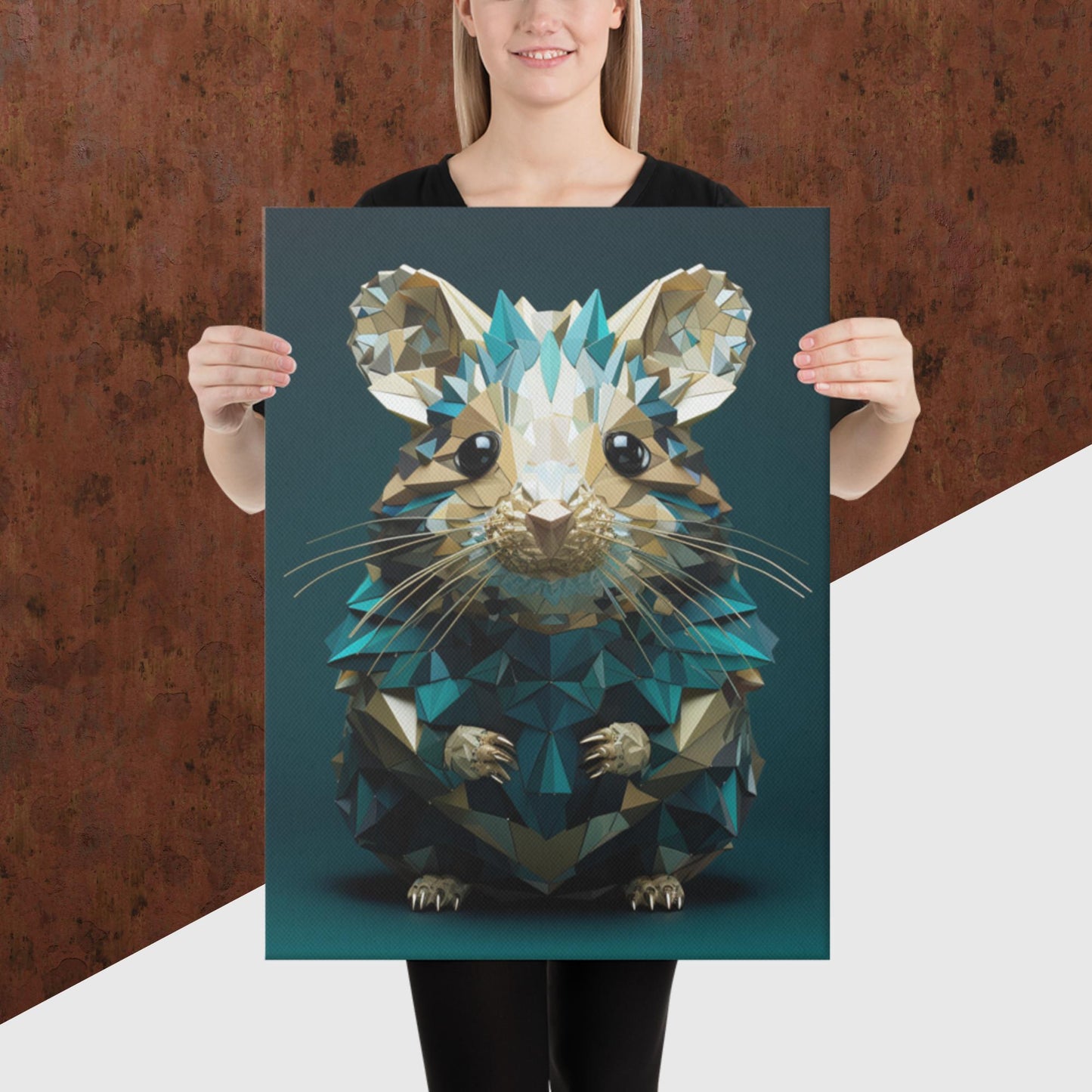 Blue Gold Hamster Canvas Poster