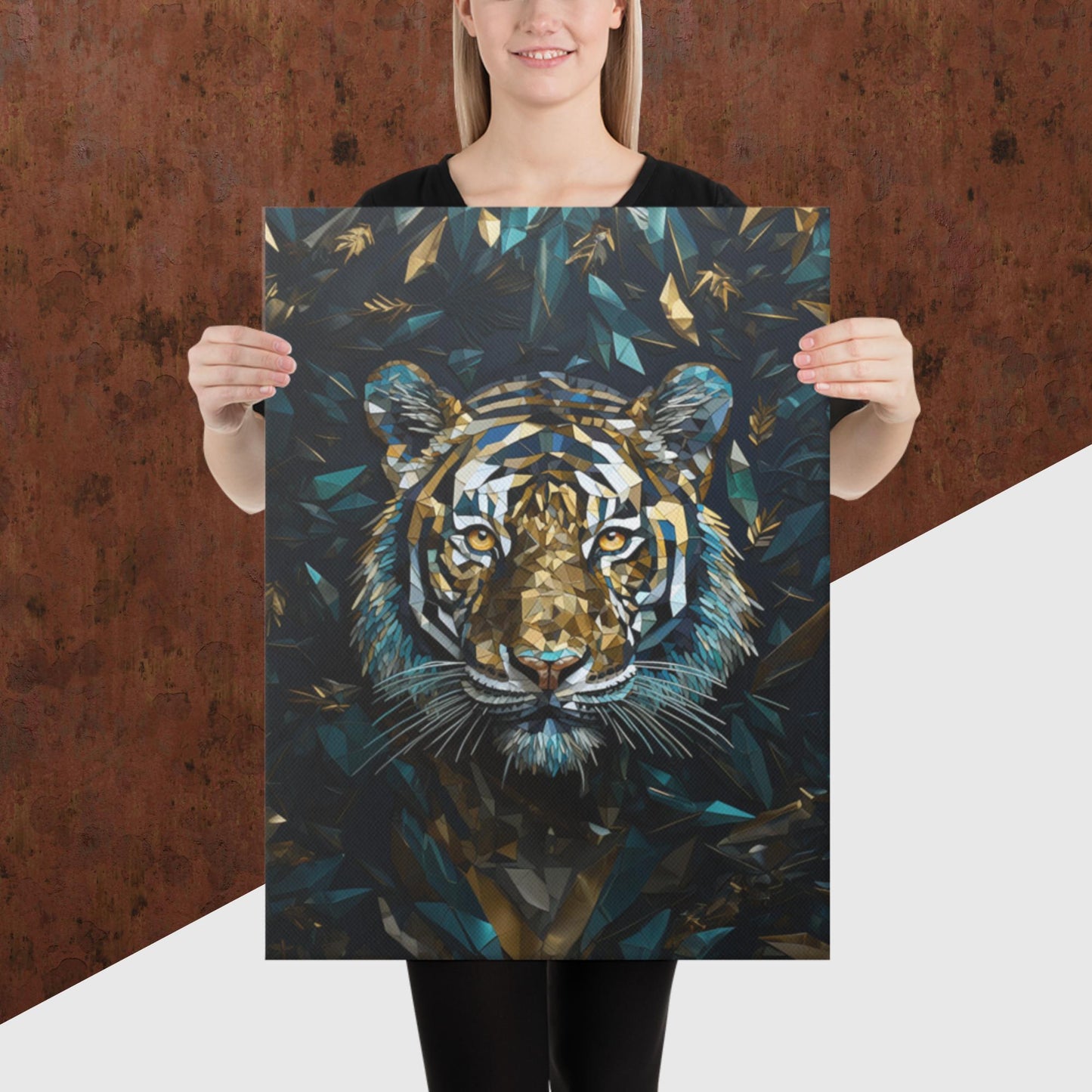 Blue Gold Tiger Canvas Poster