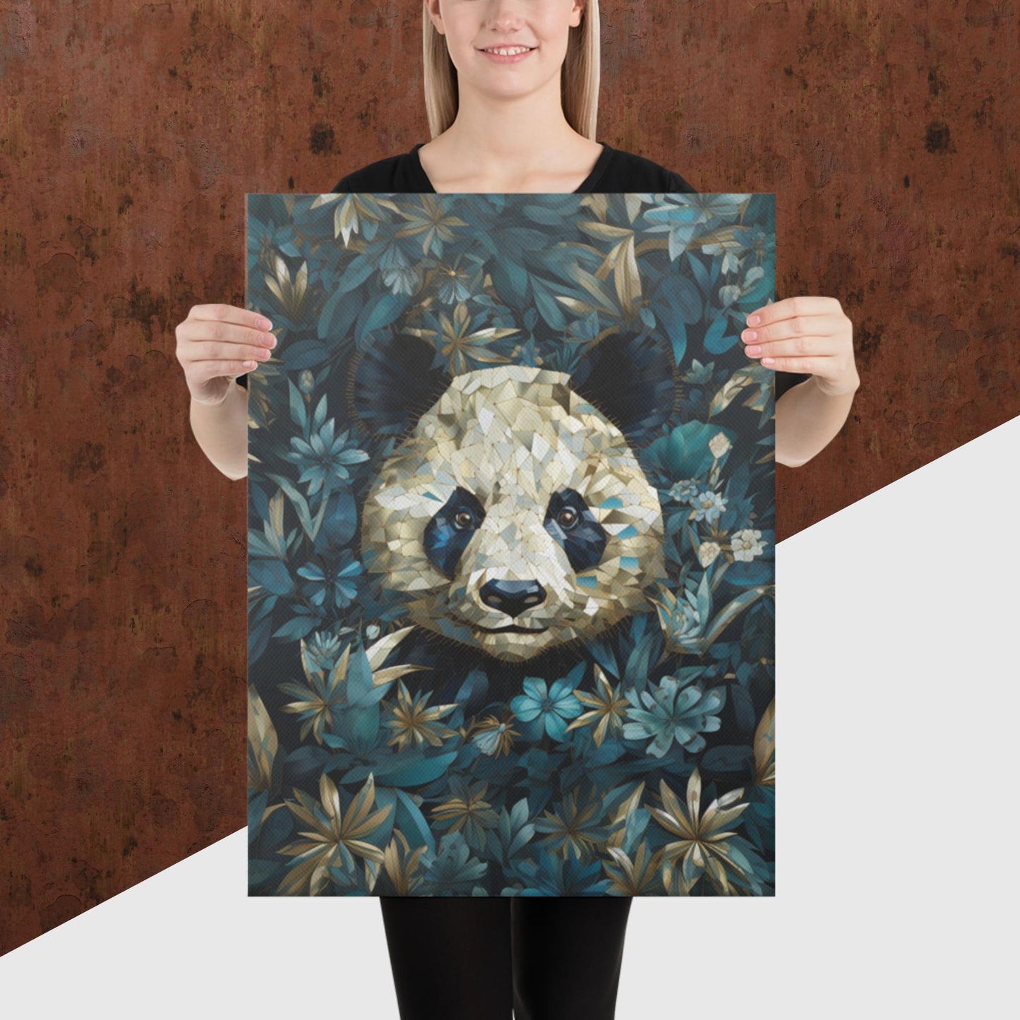 Blue Gold Panda Canvas Poster