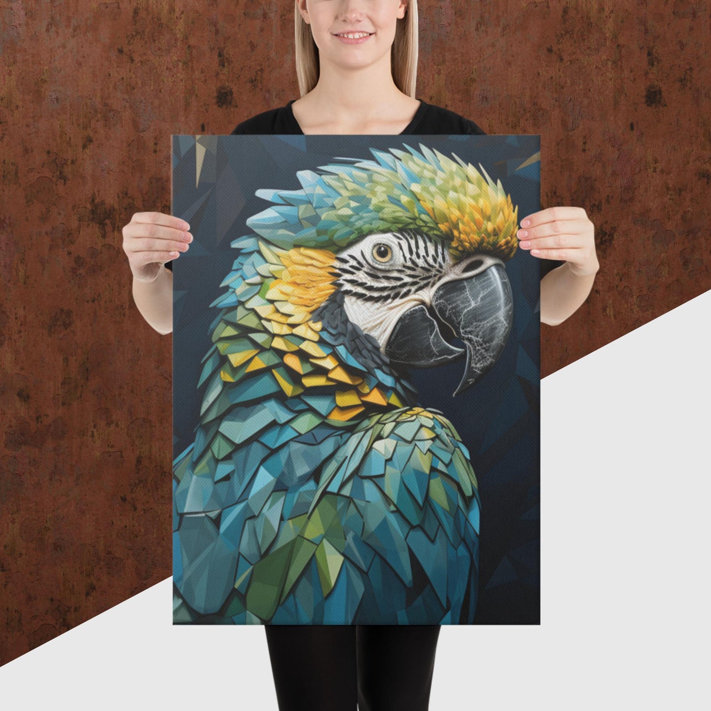 Blue Gold Parrot Canvas Poster