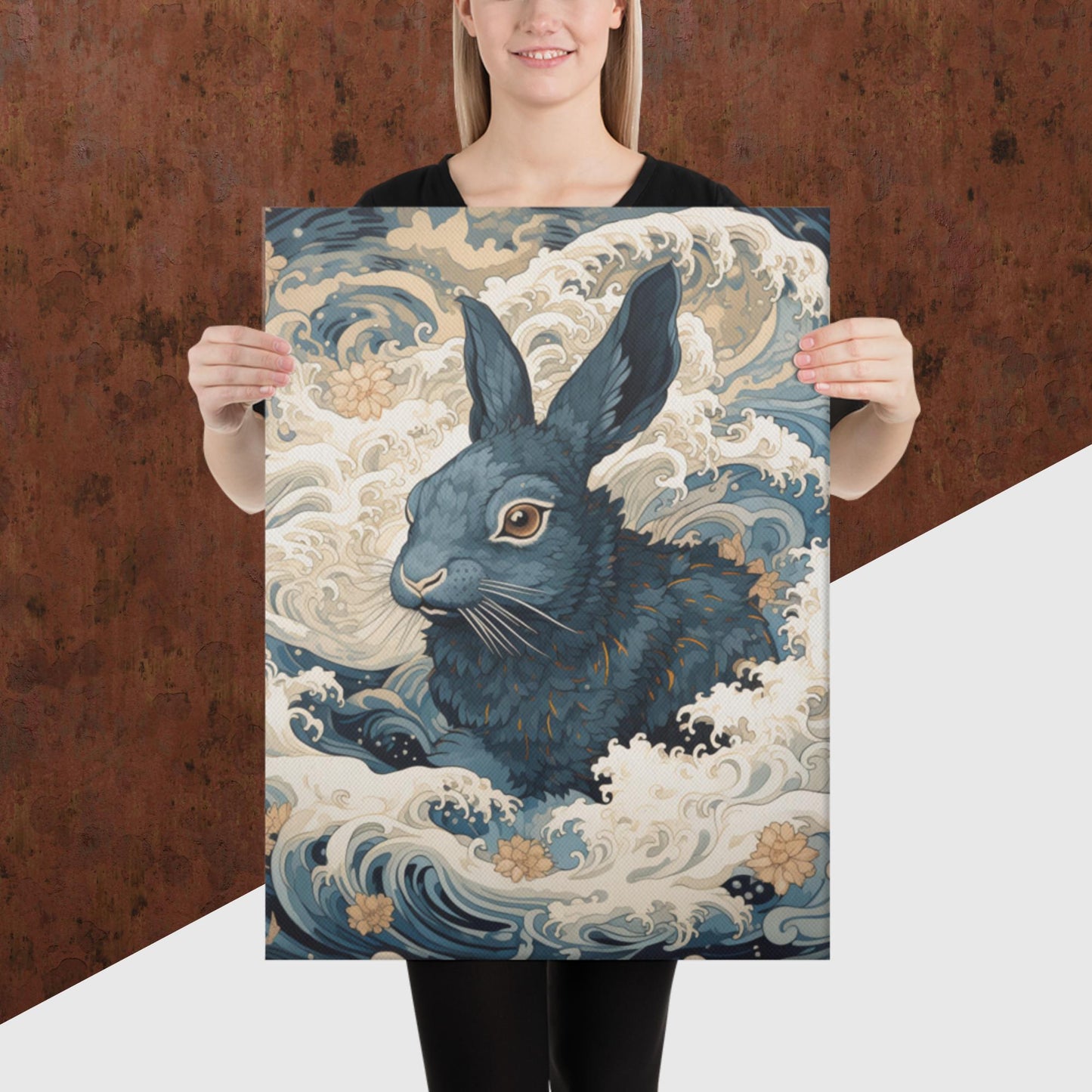 Ukiyo-e Rabbit Canvas Poster