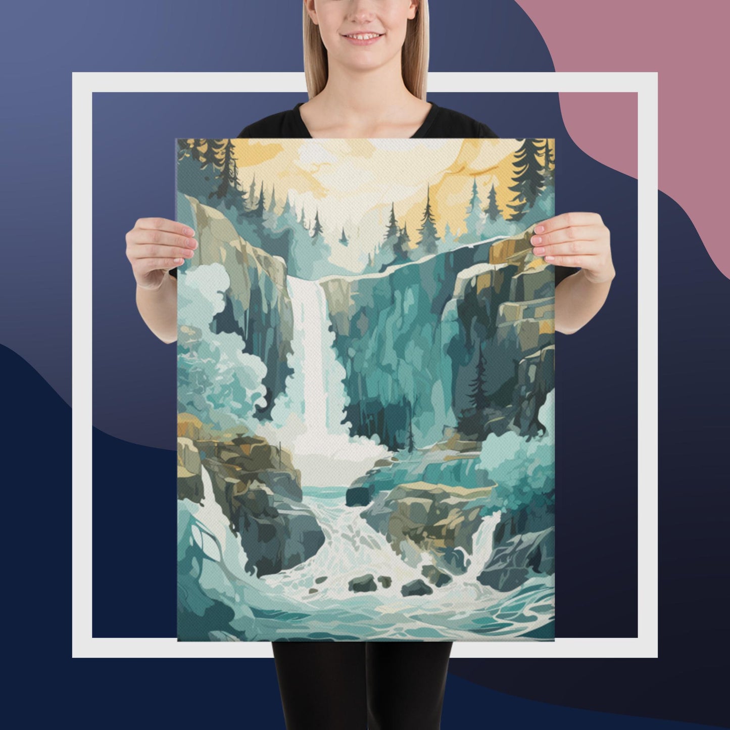 Roaring Forest Waterfall Canvas Poster