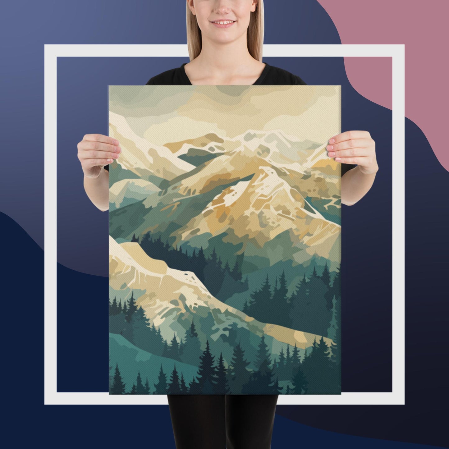 Winter Forest Mountains Canvas Poster