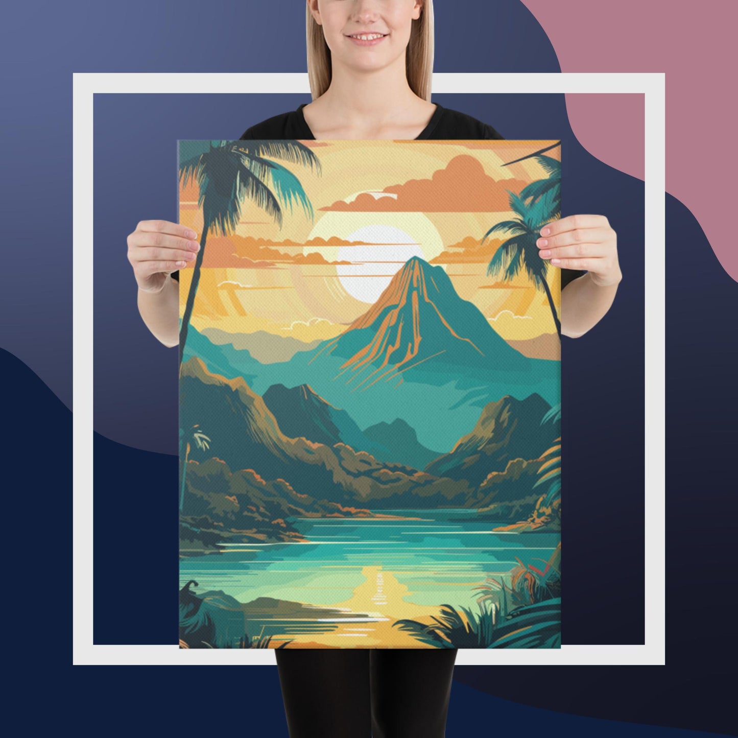 Rainforest Mountain Sunset Canvas Poster