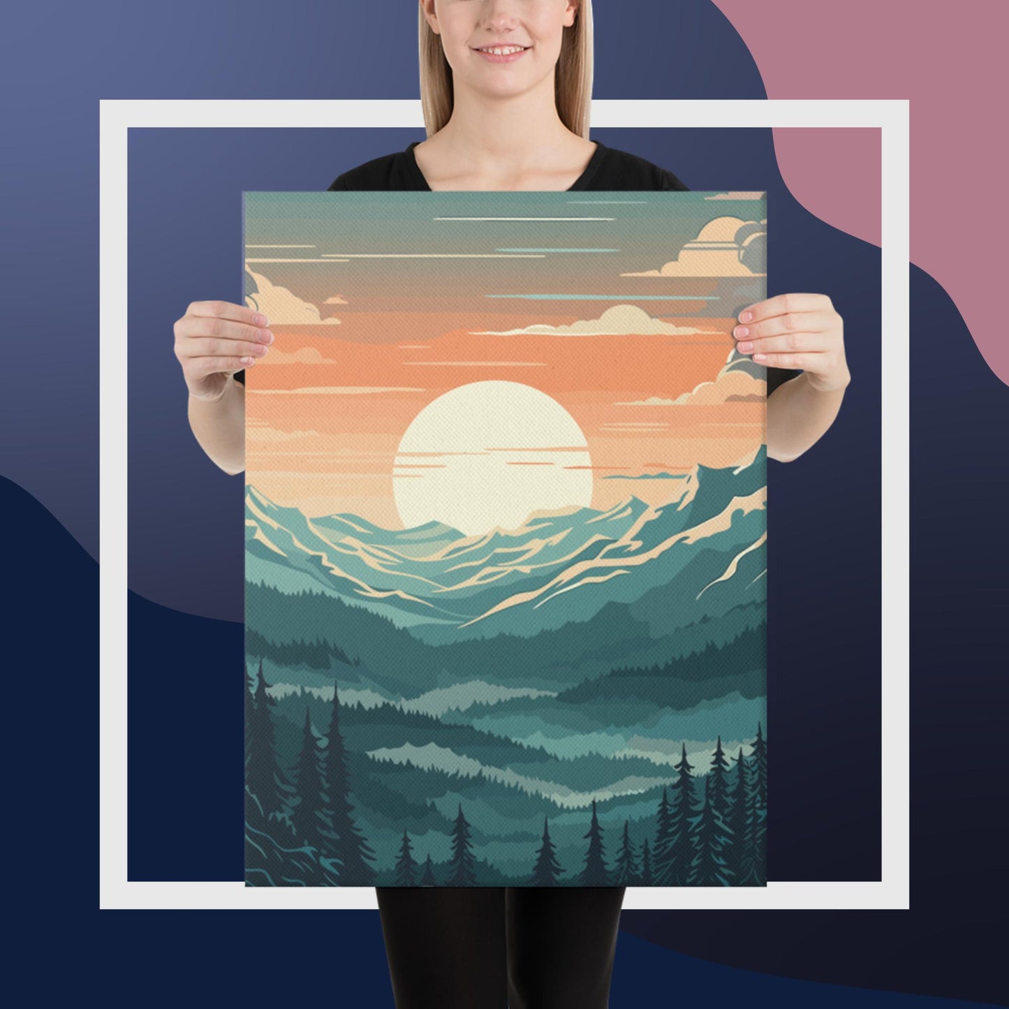 Forest Mountain Landscape Canvas Poster