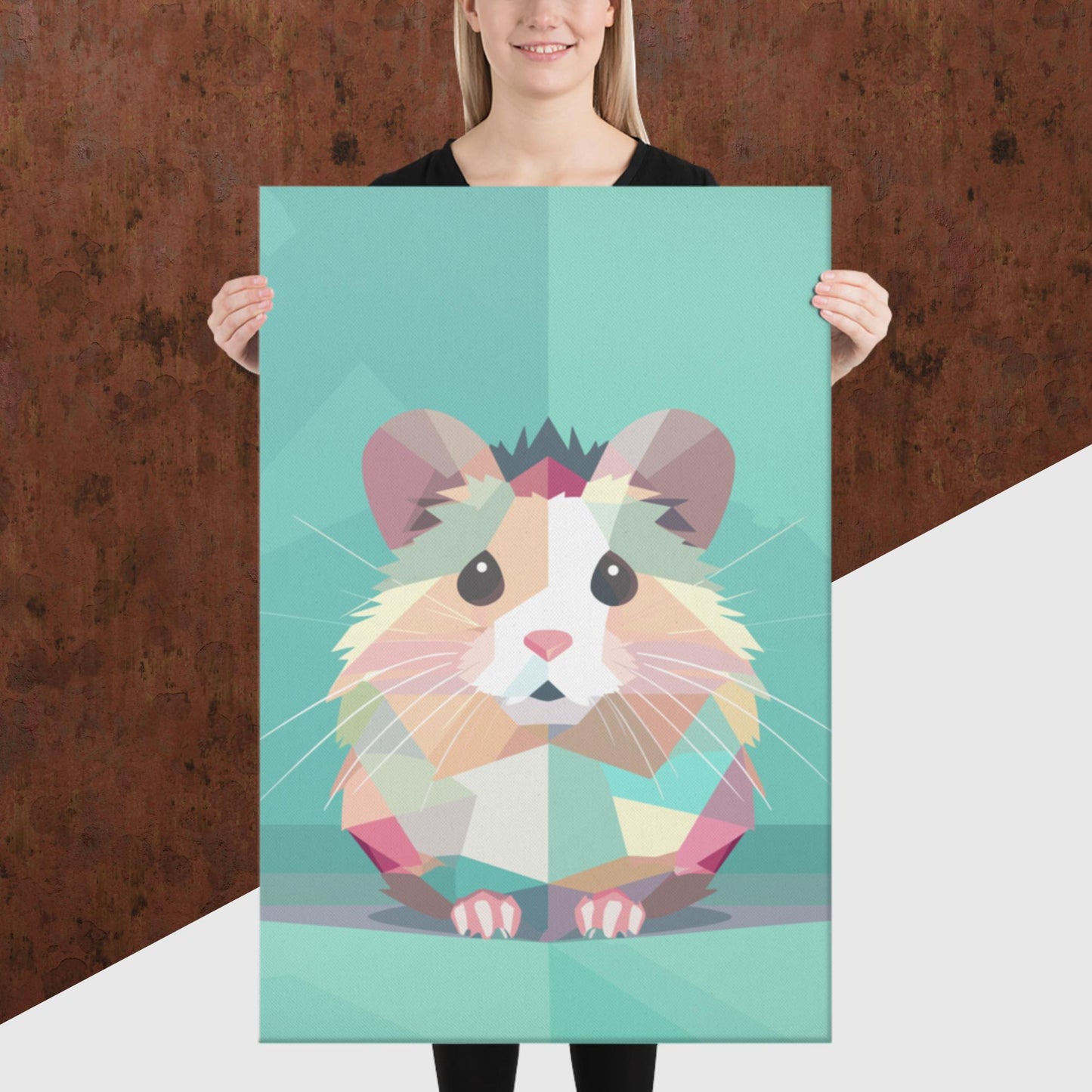 Green and Pink Hamster Canvas Poster