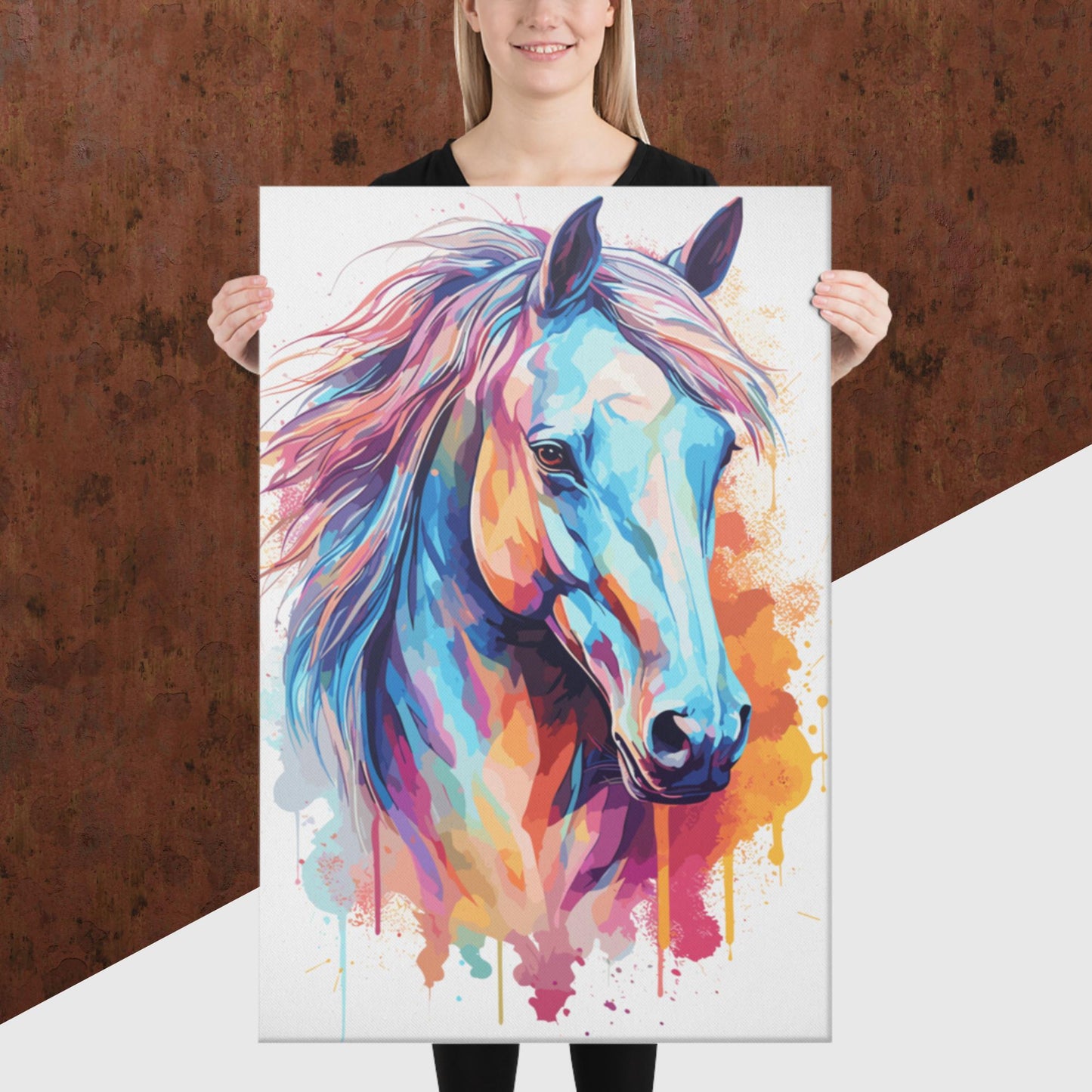 Rainbow Paint Horse Canvas Poster