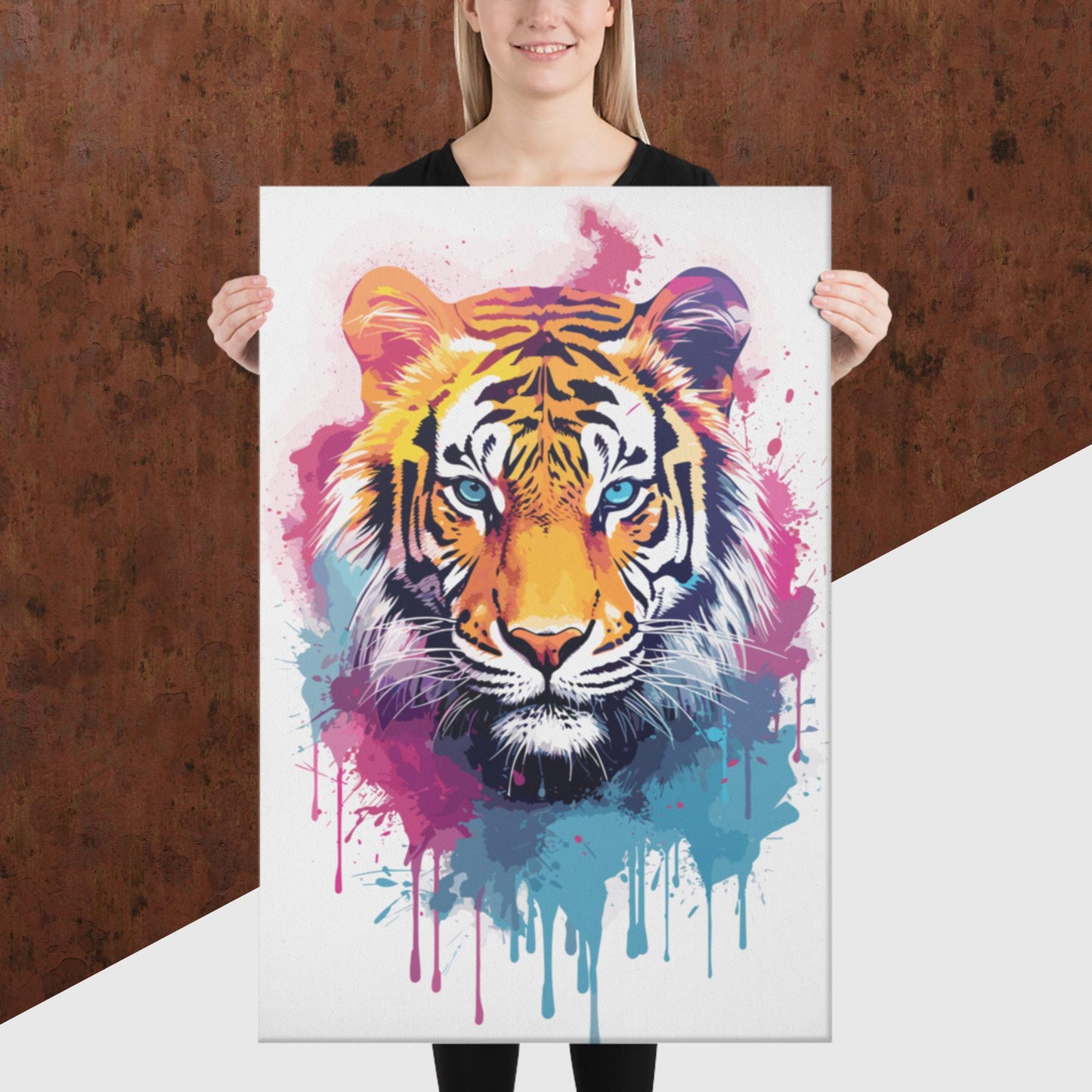 Rainbow Paint Tiger Canvas Poster