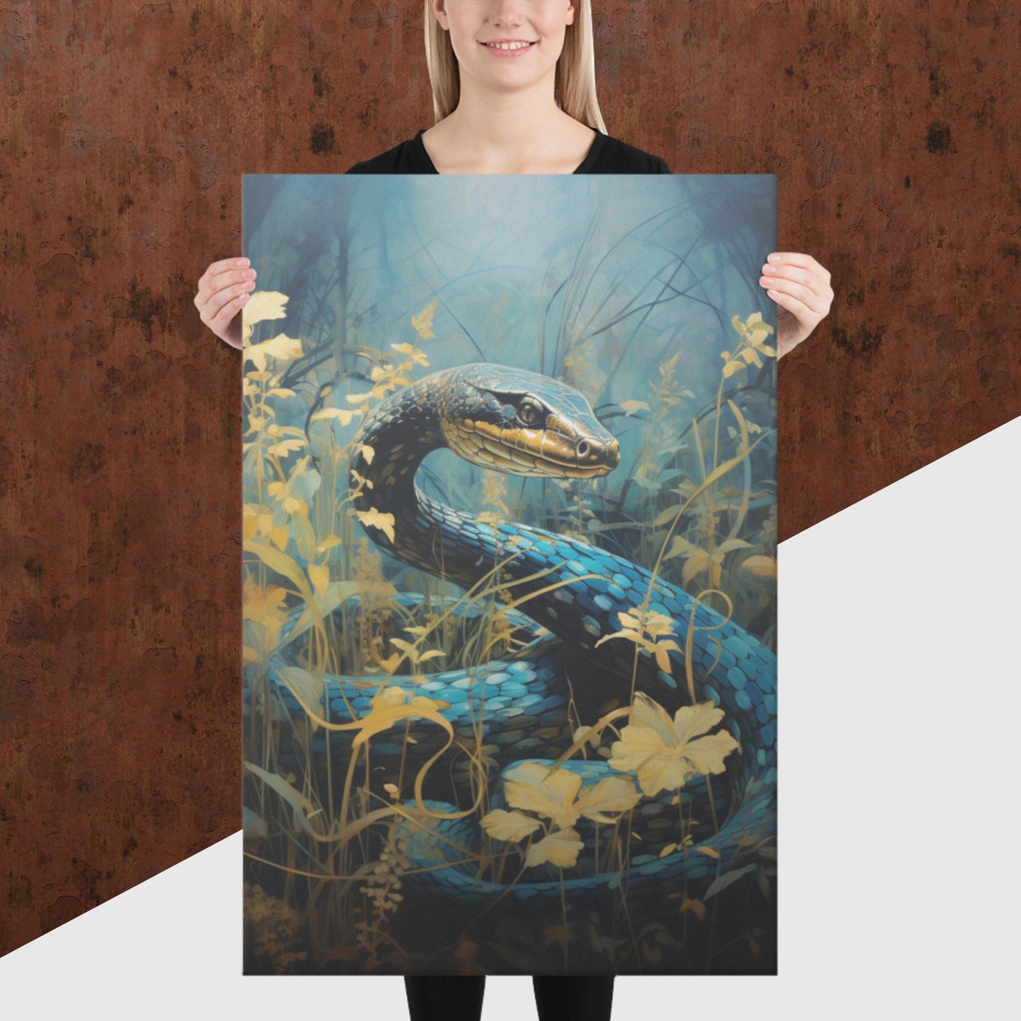 Dark Turquoise Snake Canvas Poster