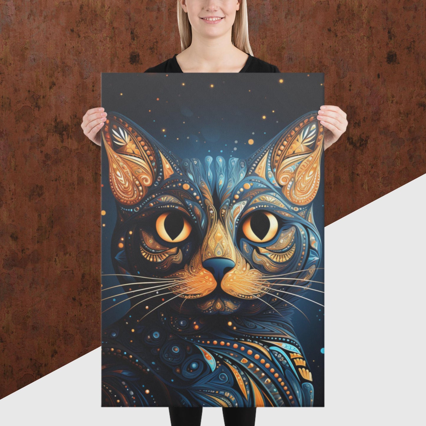 Dot Art Cat Canvas Poster