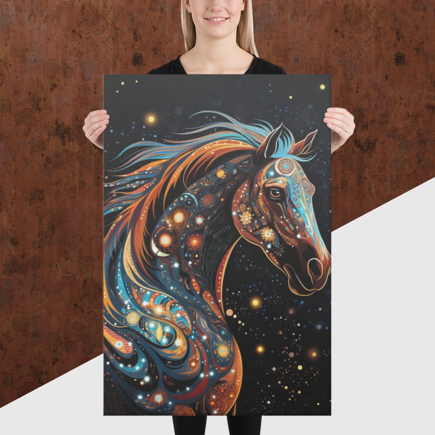 Dot Art Horse Canvas Poster