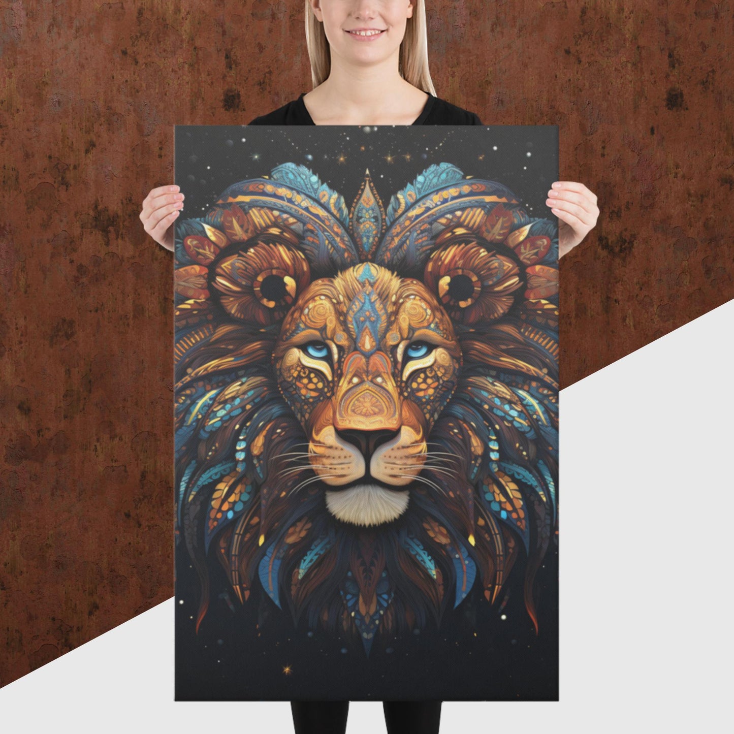 Dot Art Lion Canvas Poster