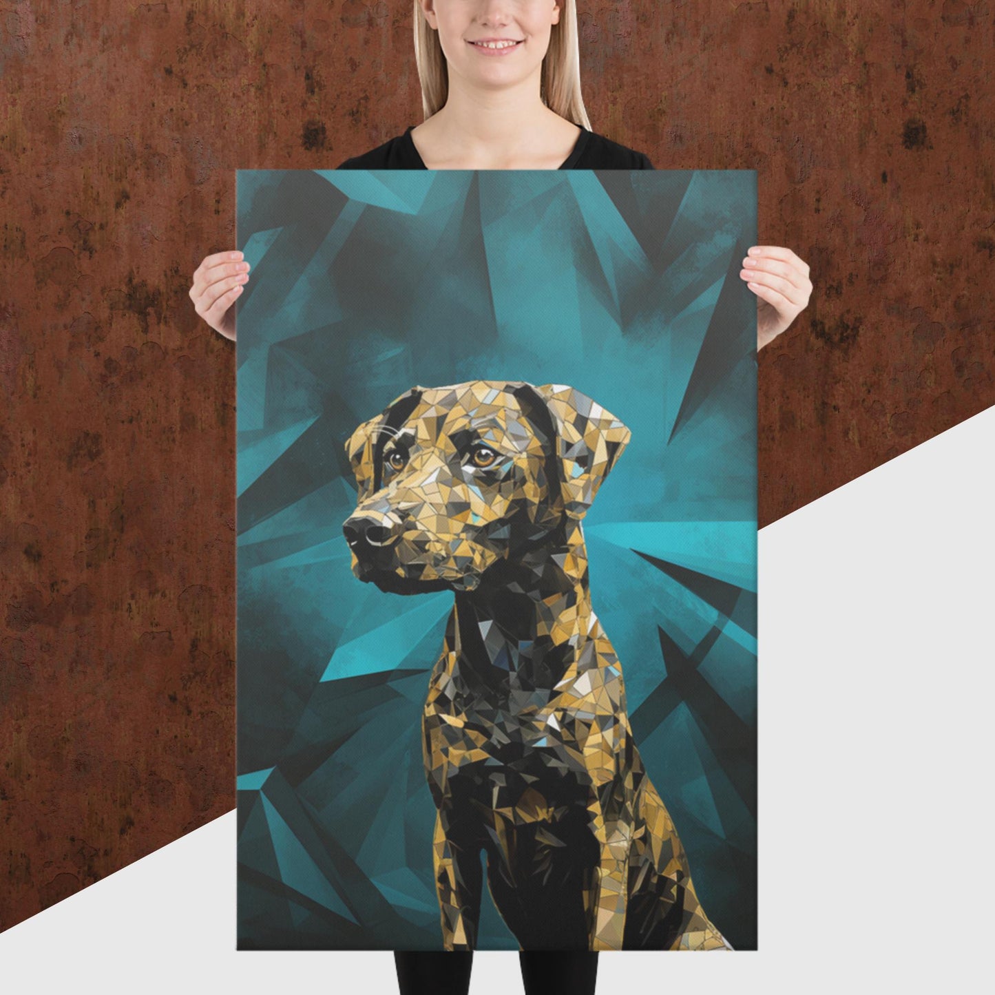 Blue Gold Dog Canvas Poster