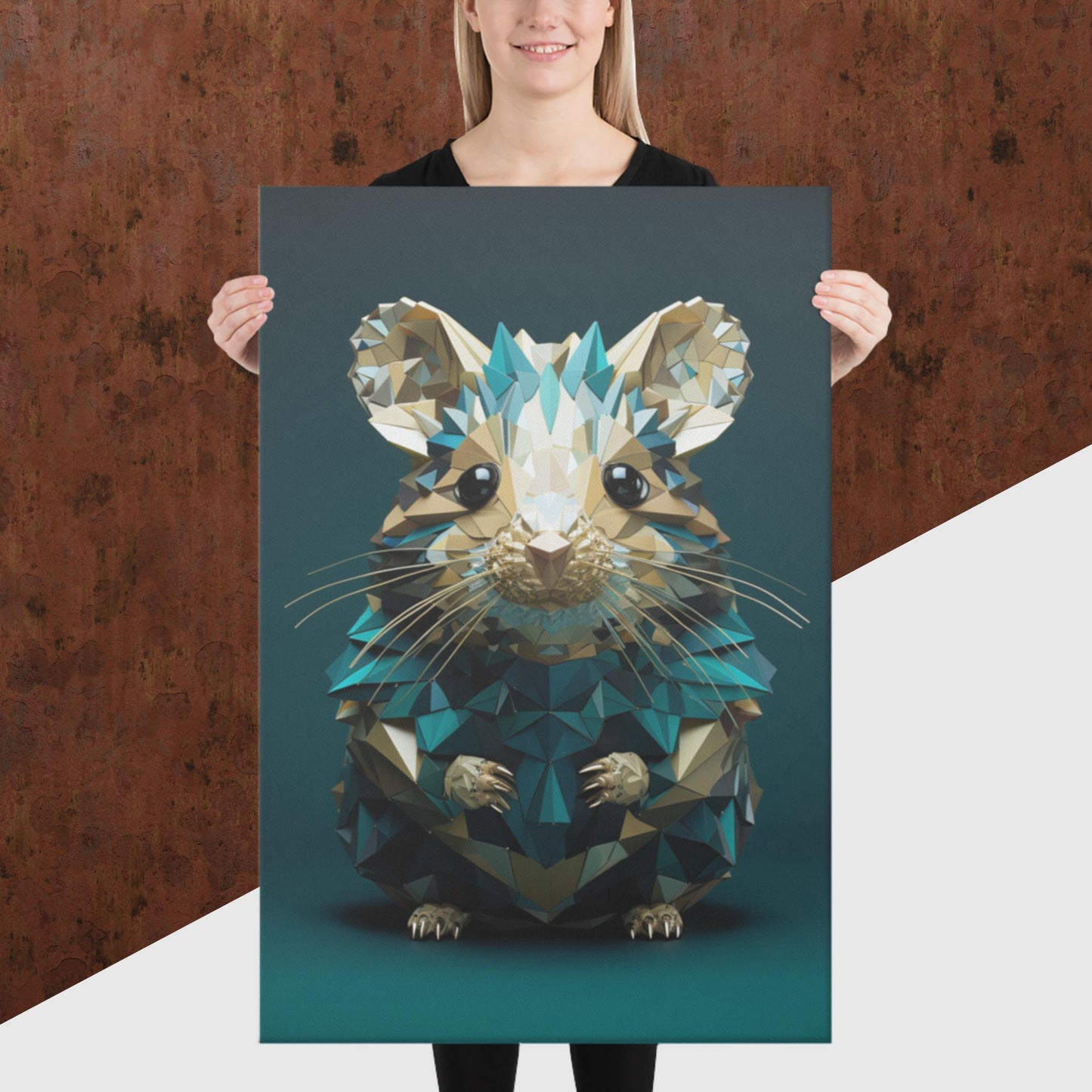 Blue Gold Hamster Canvas Poster