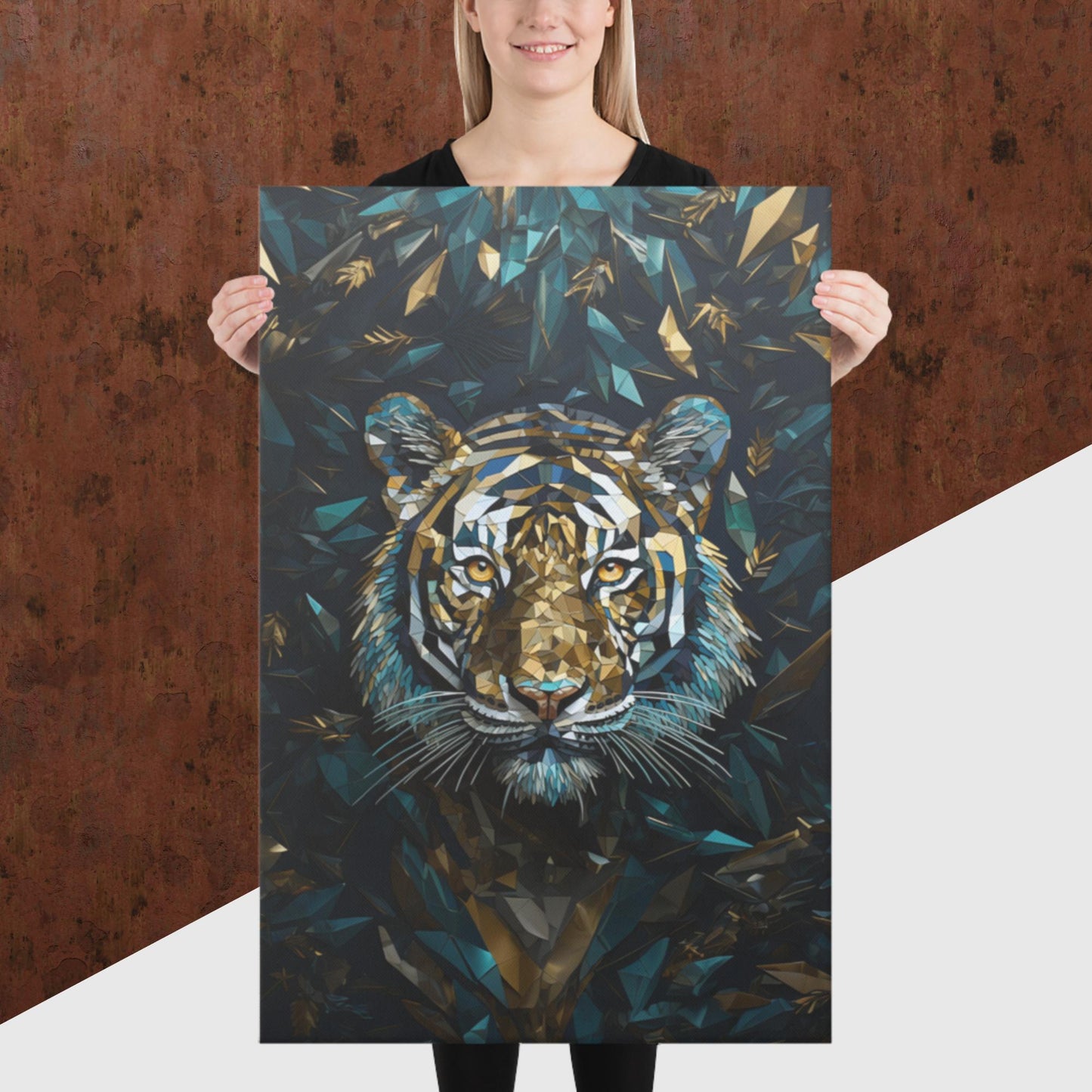 Blue Gold Tiger Canvas Poster