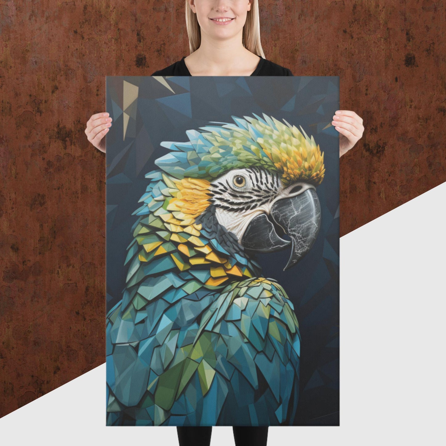 Blue Gold Parrot Canvas Poster