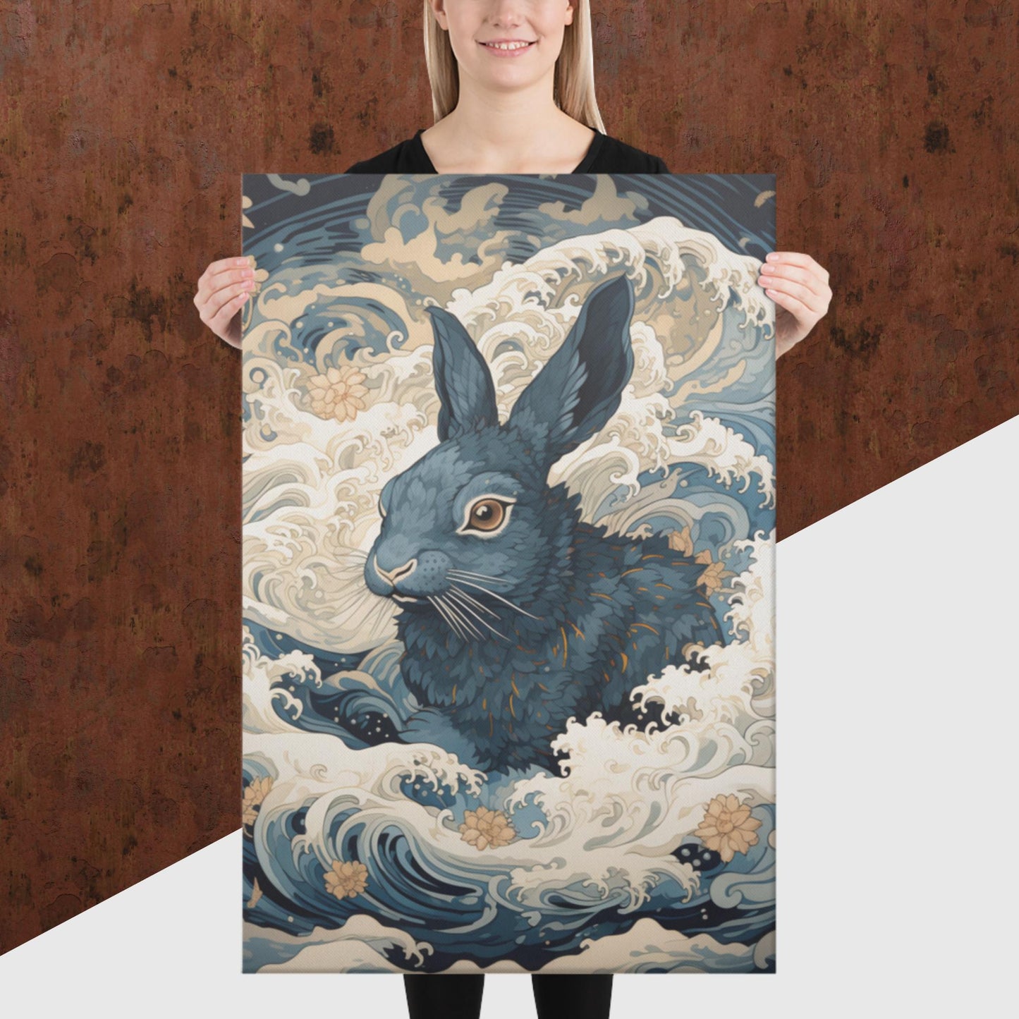 Ukiyo-e Rabbit Canvas Poster