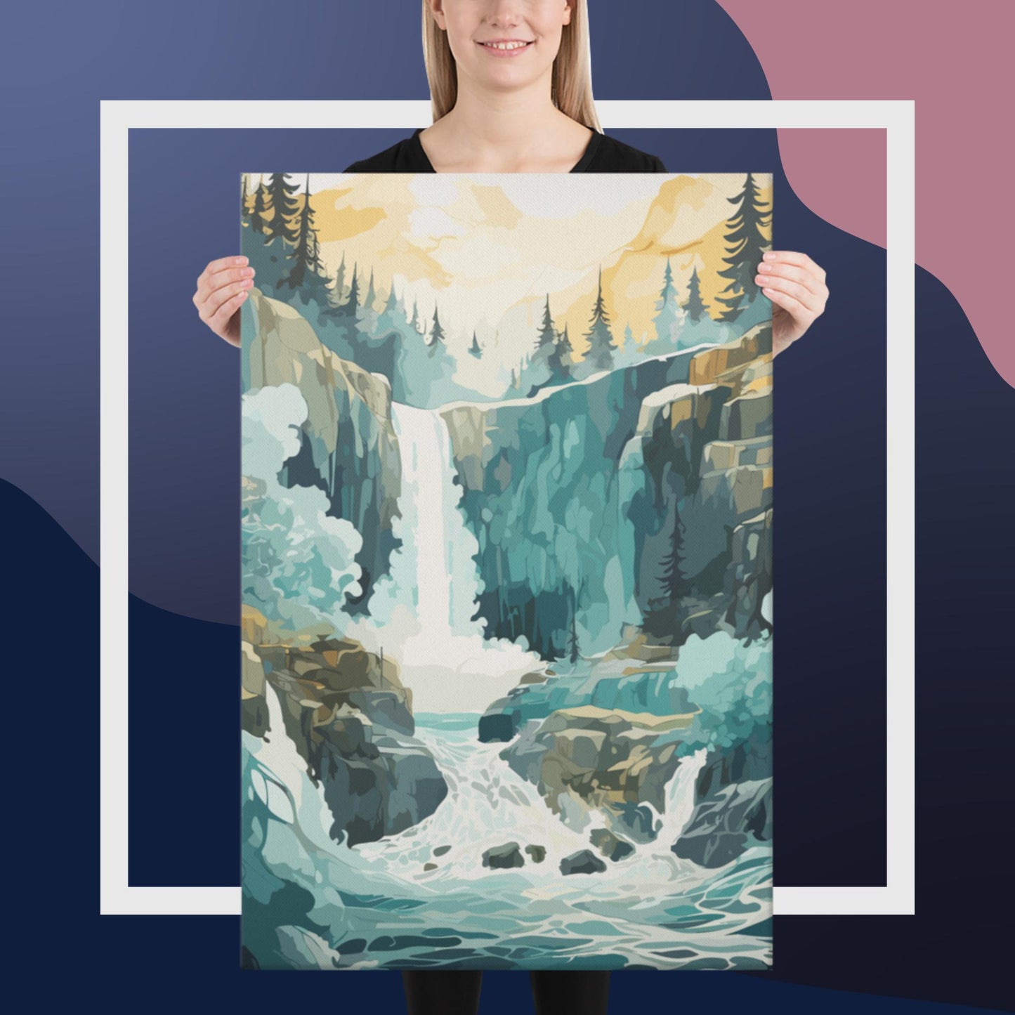 Roaring Forest Waterfall Canvas Poster