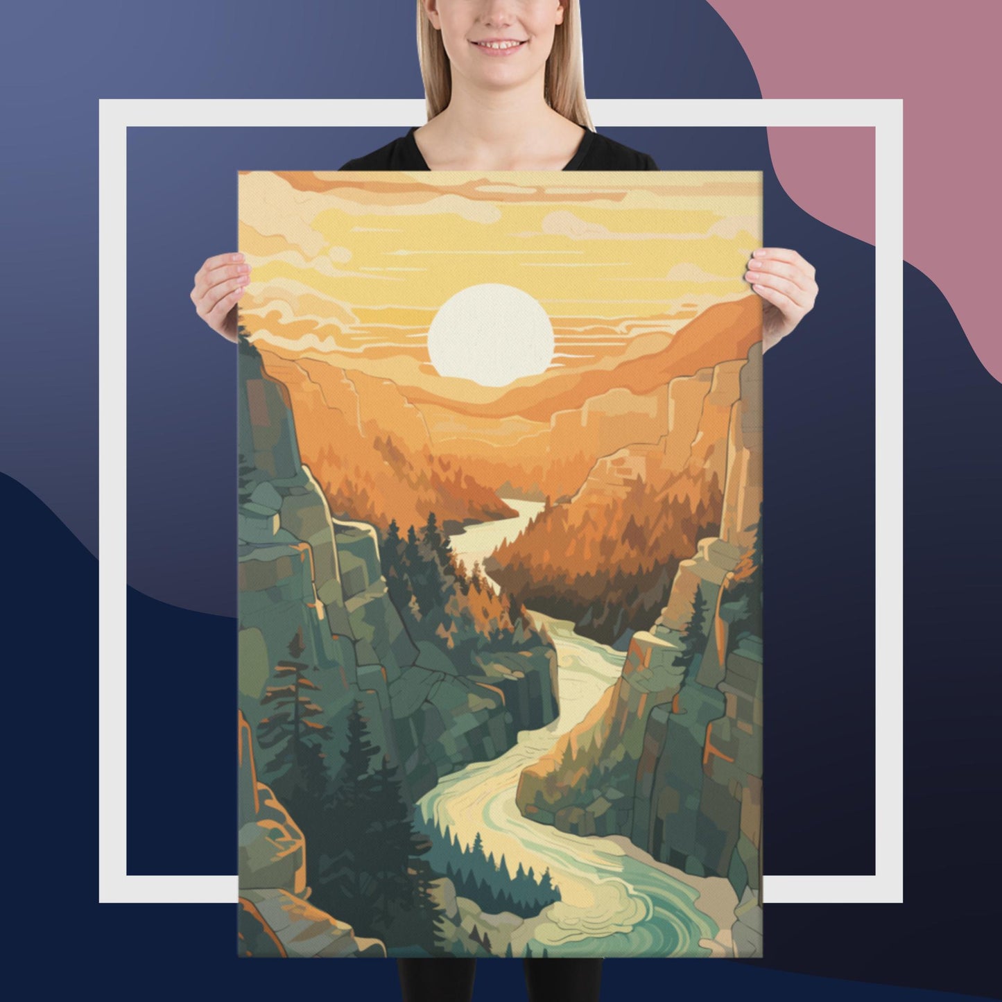 Canyon River Sunset Canvas Poster