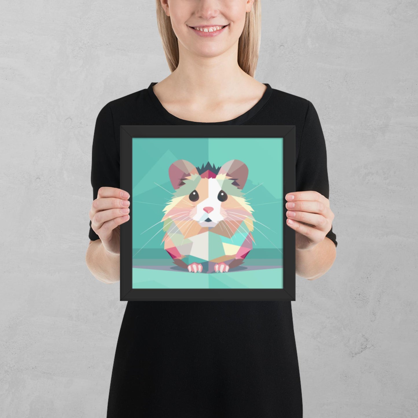 Green and Pink Hamster Framed Poster