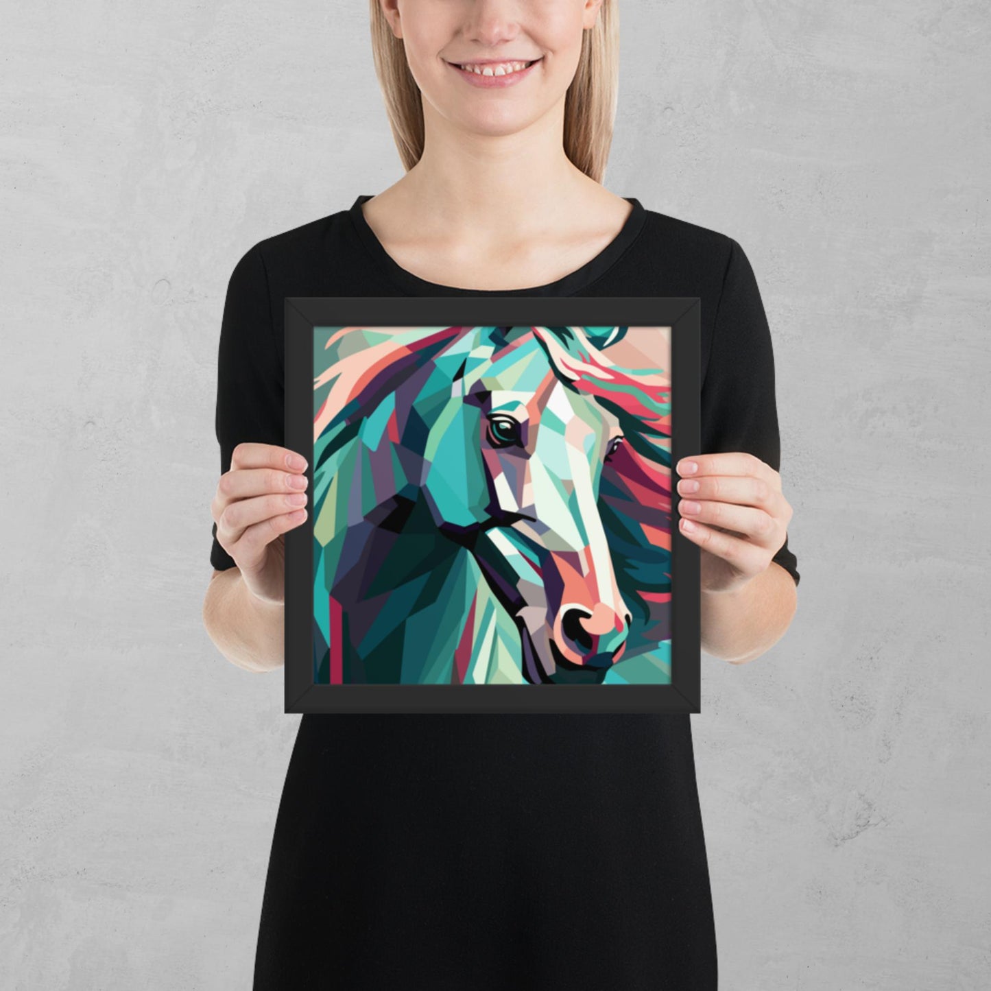 Green and Pink Horse Framed Poster