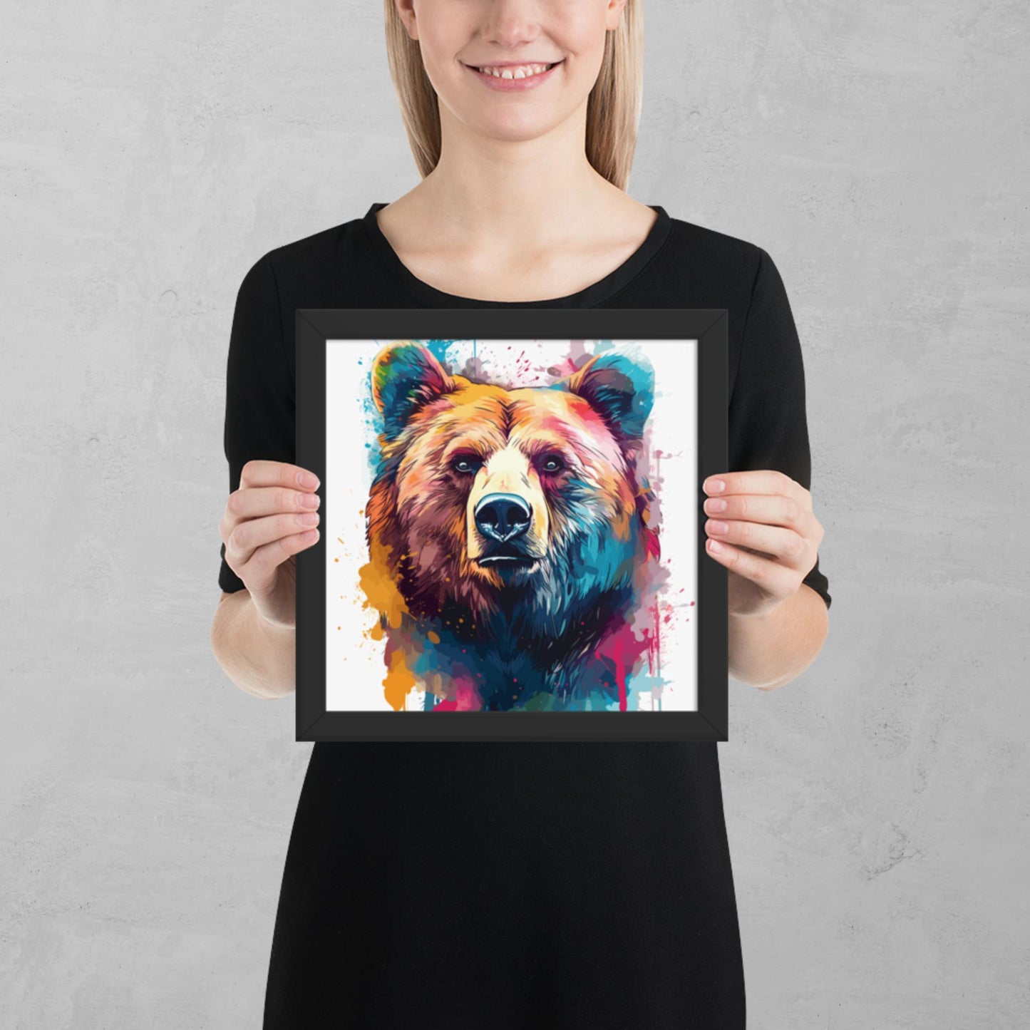 Rainbow Paint Bear Framed Poster