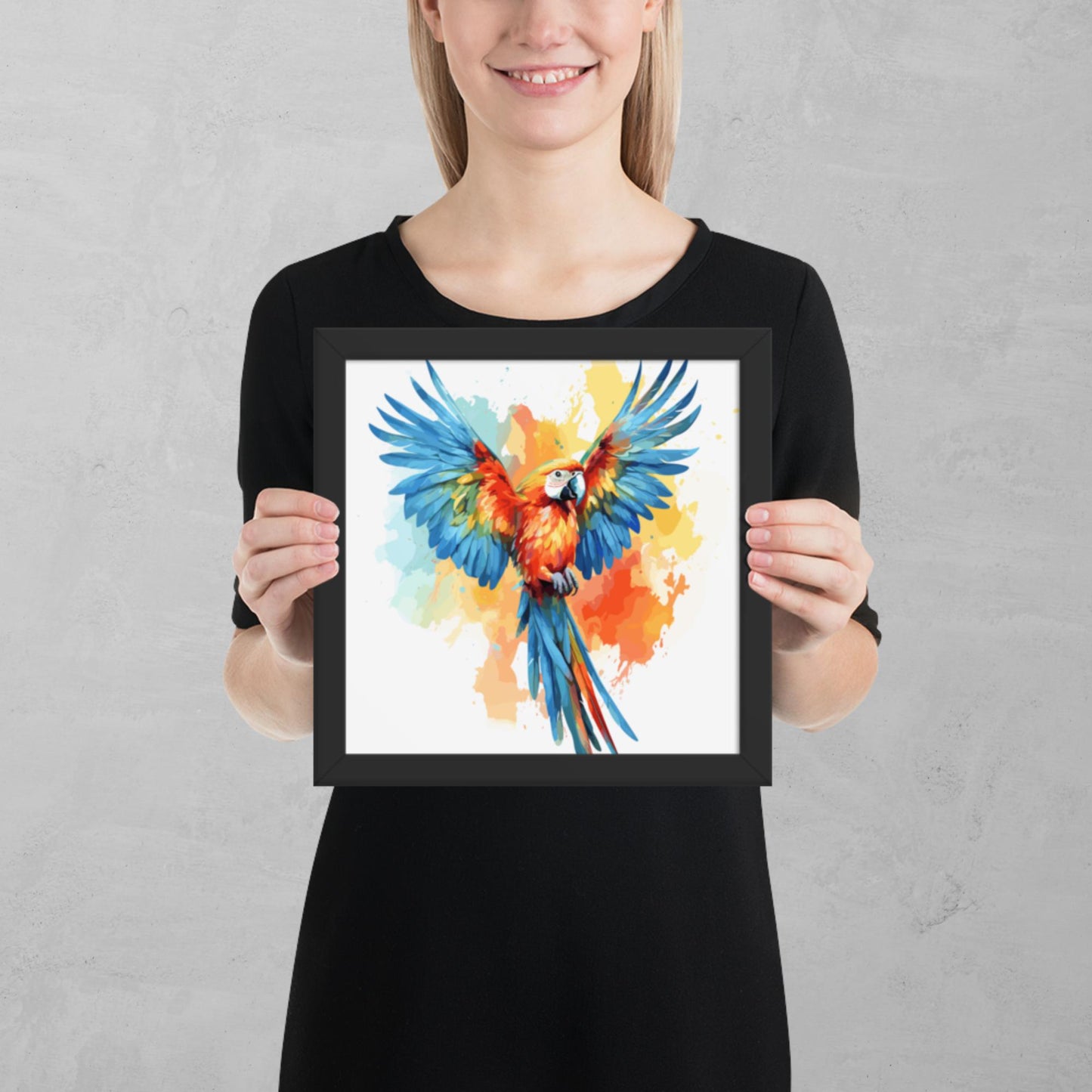 Rainbow Paint Parrot Framed Poster