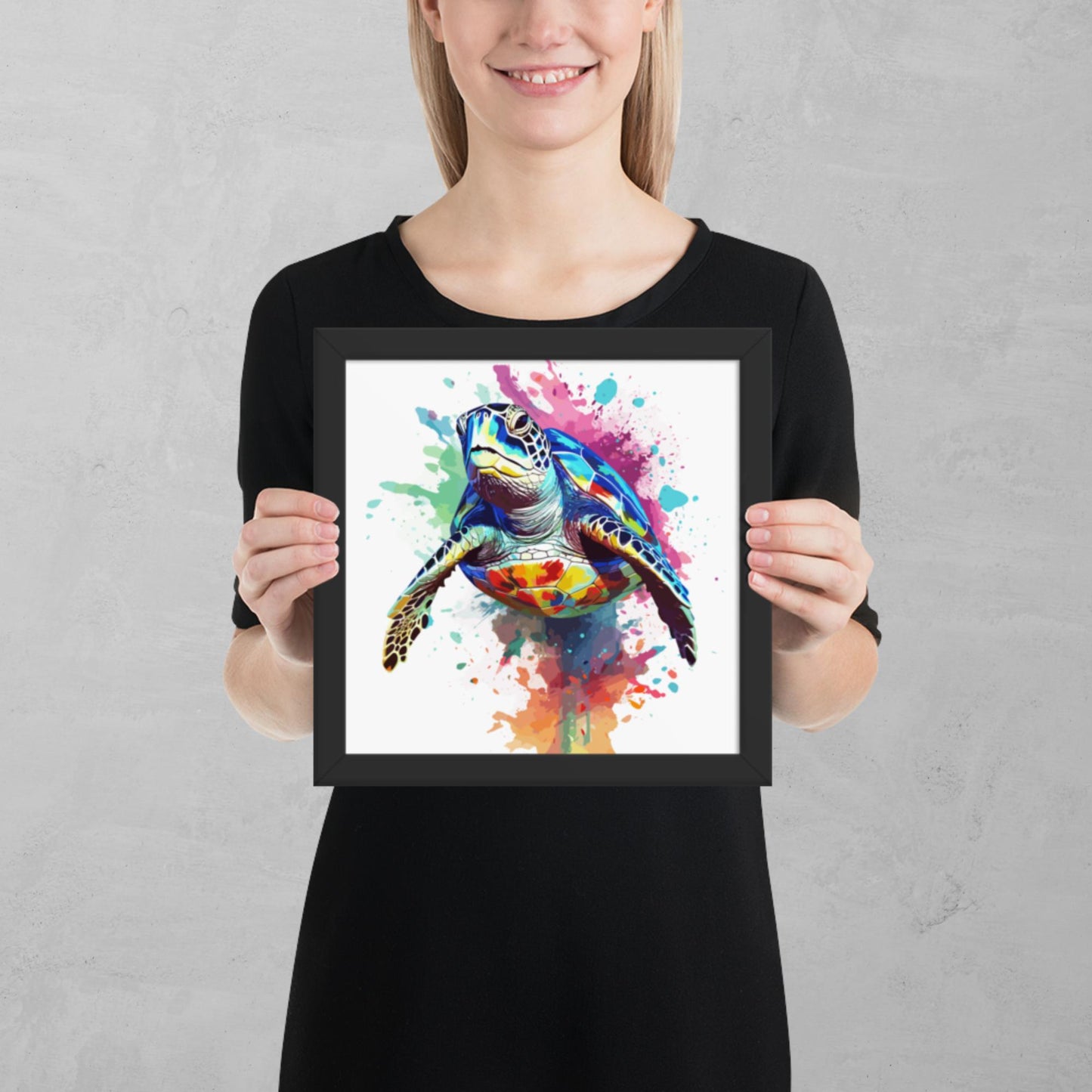 Rainbow Paint Turtle Framed Poster