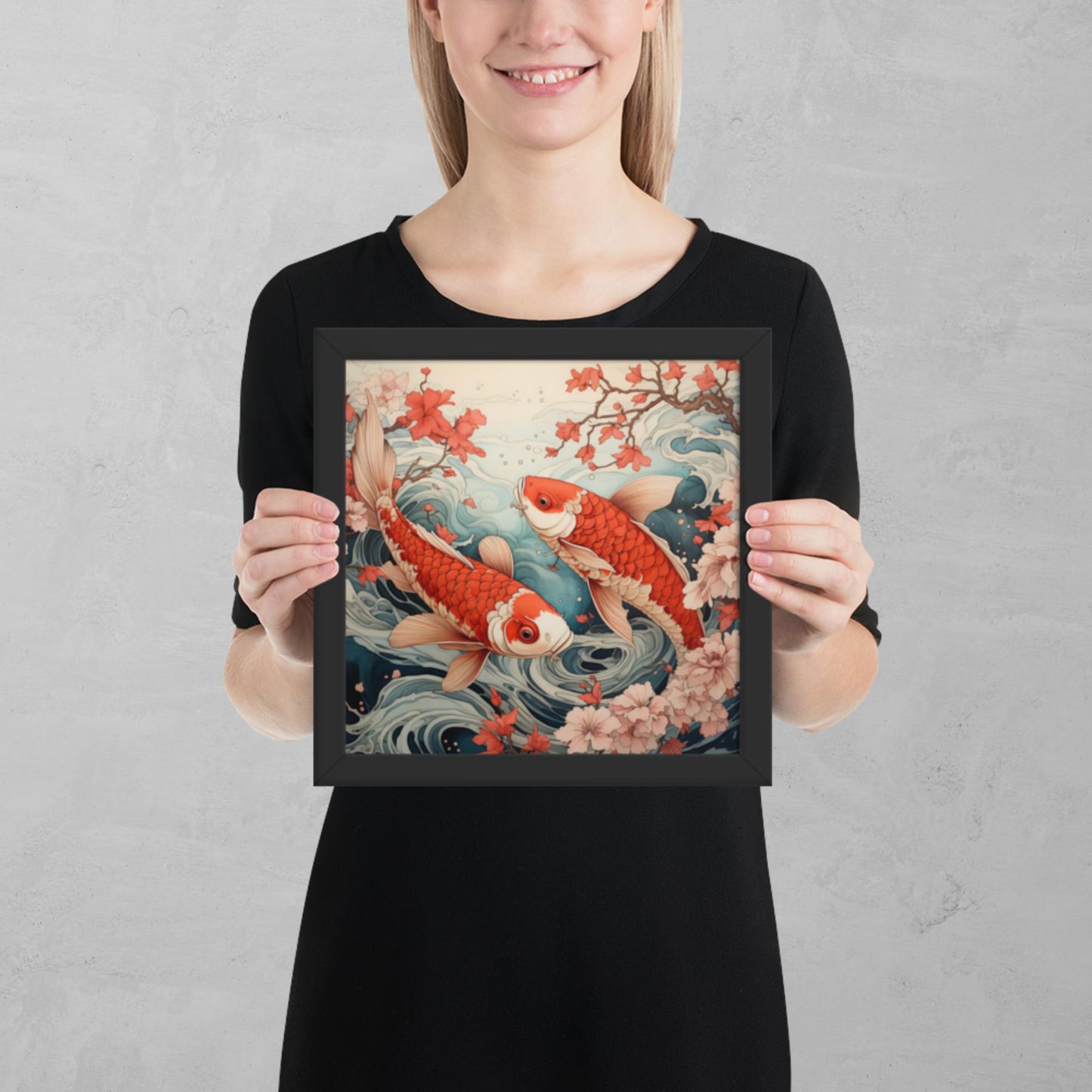 Ukiyo-e Koi Fish Framed Poster