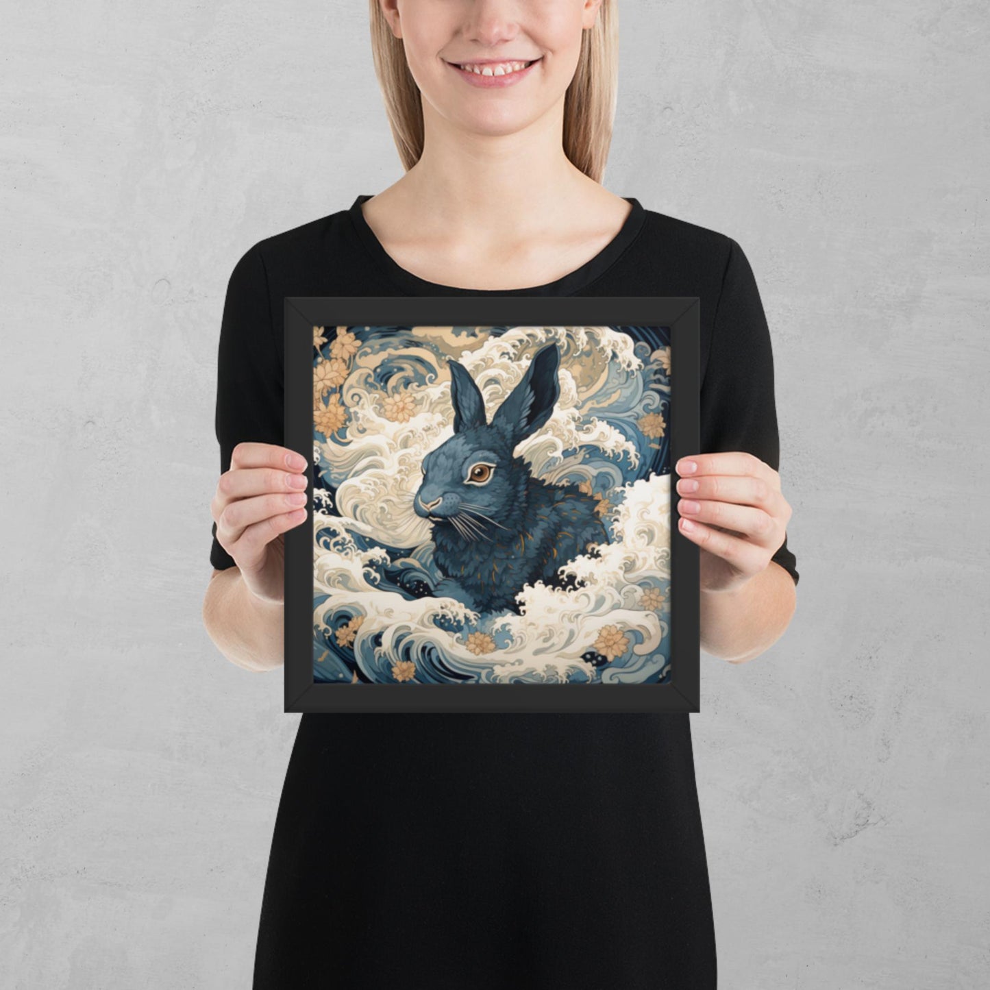 Ukiyo-e Rabbit Framed Poster