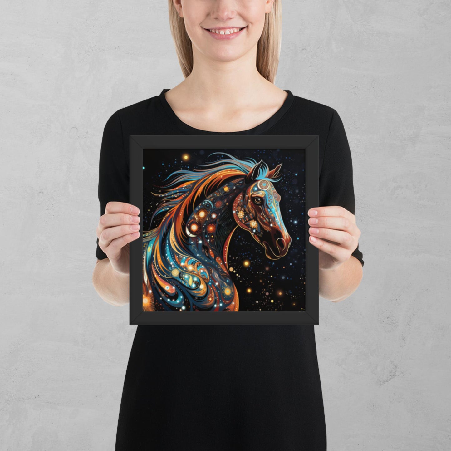 Dot Art Horse Framed Poster