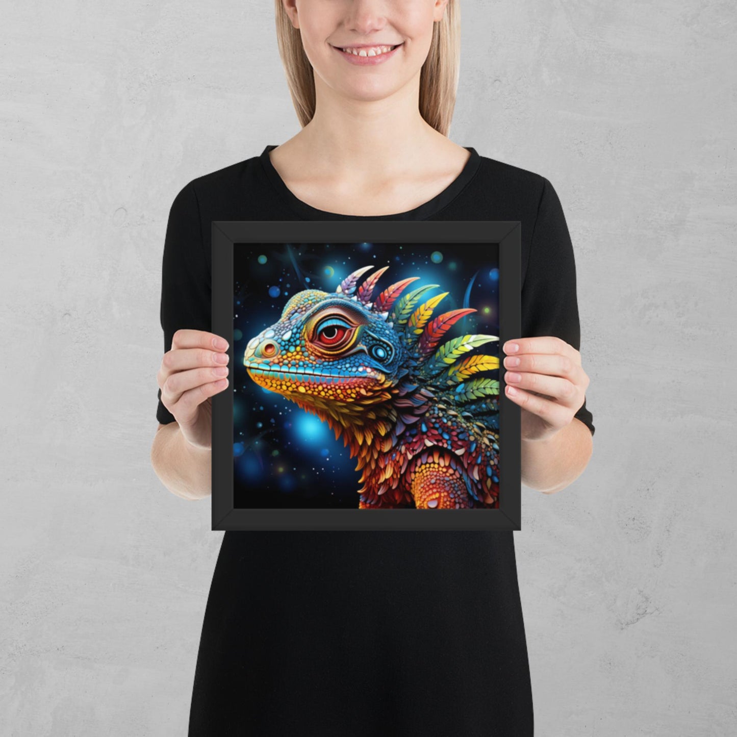 Dot Art Iguana Framed Poster