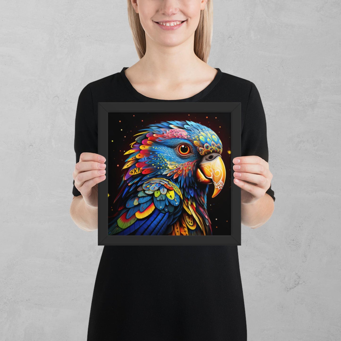 Dot Art Parrot Framed Poster