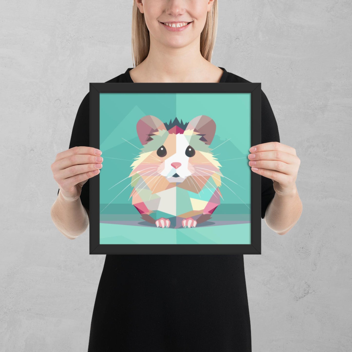 Green and Pink Hamster Framed Poster