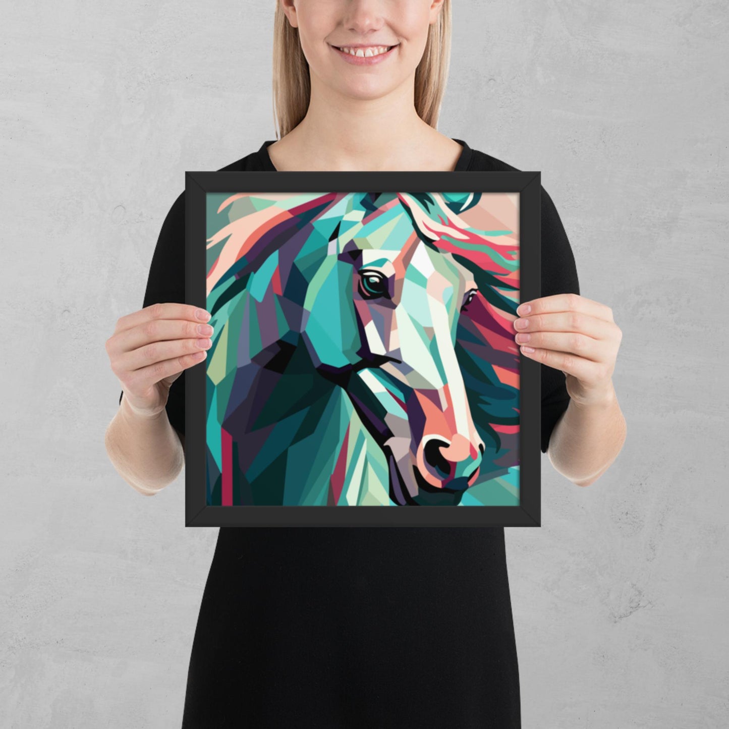 Green and Pink Horse Framed Poster