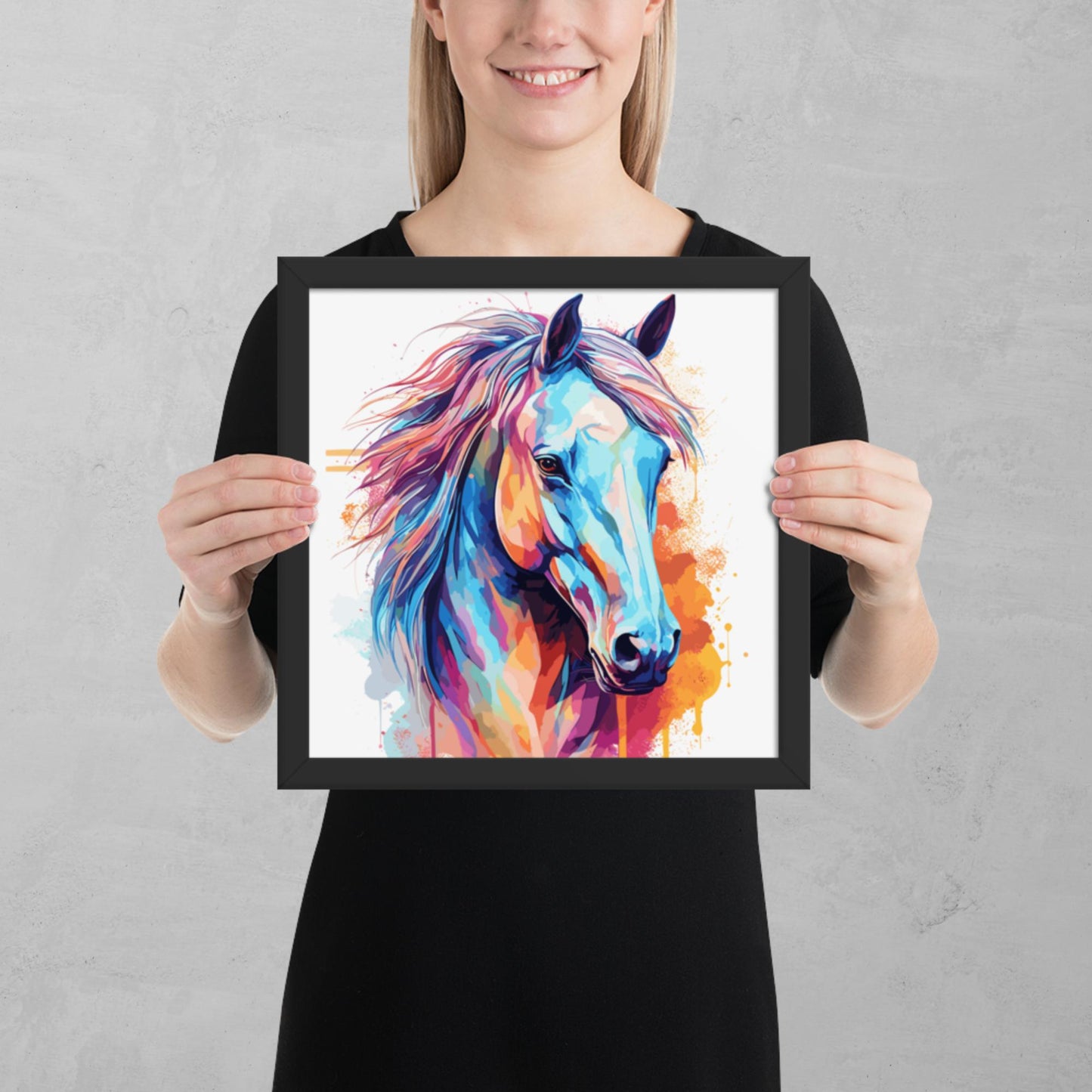 Rainbow Paint Horse Framed Poster