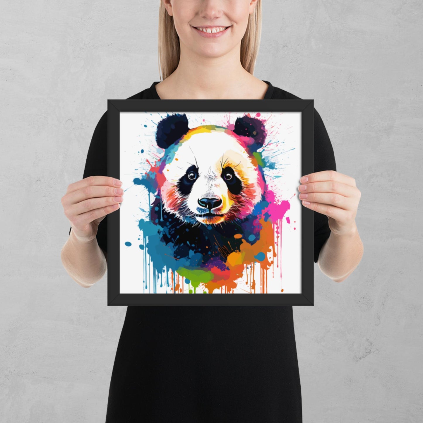 Rainbow Paint Panda Framed Poster