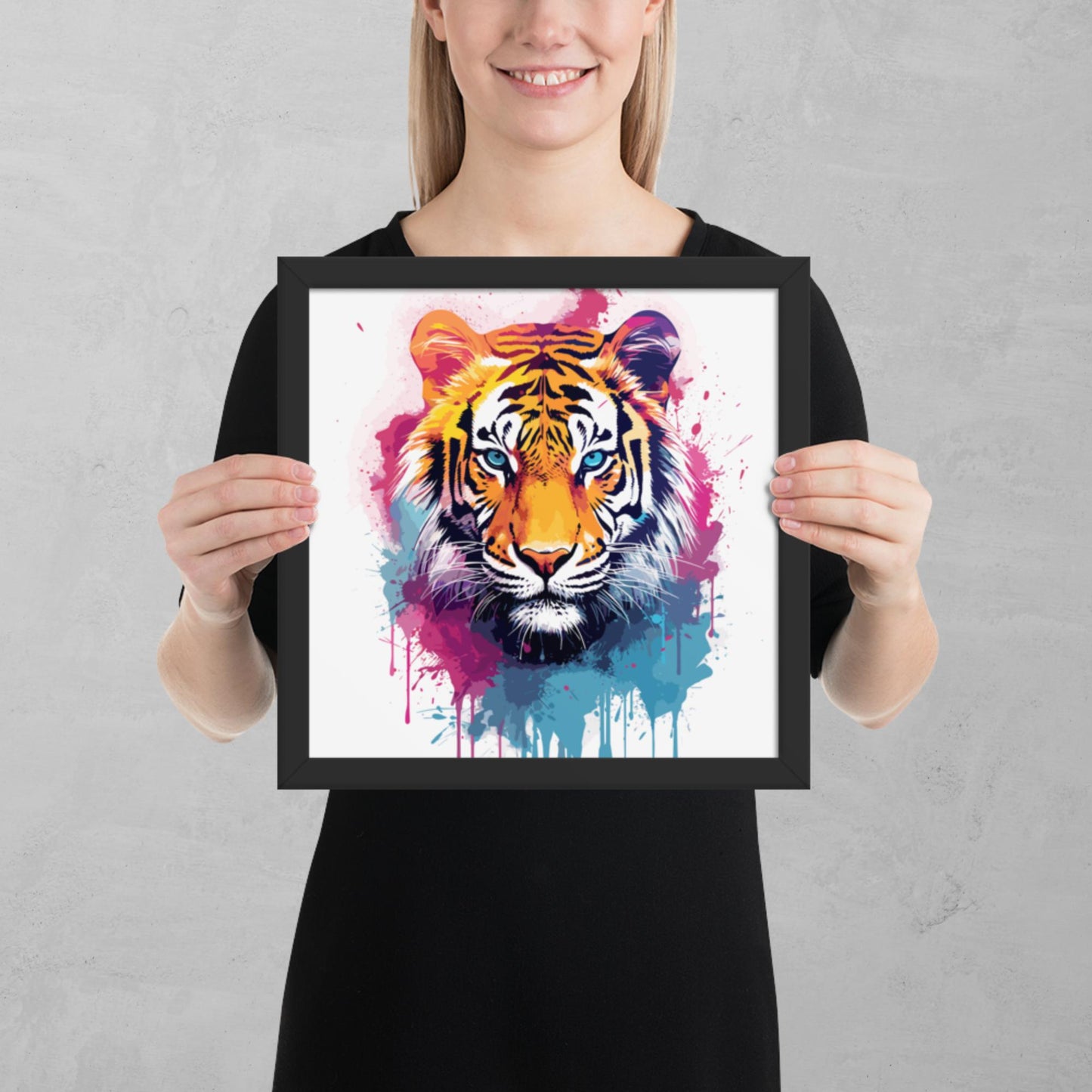 Rainbow Paint Tiger Framed Poster