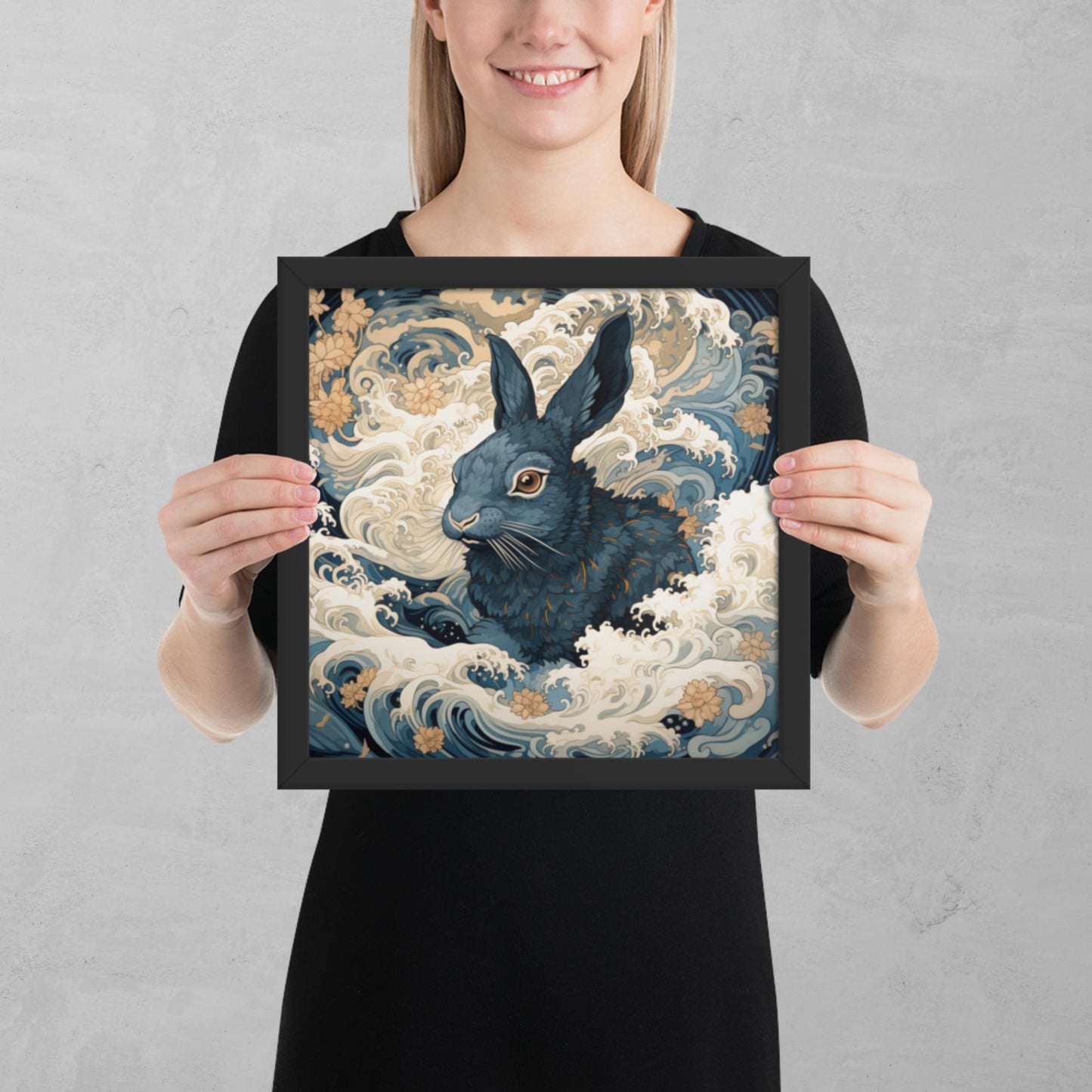 Ukiyo-e Rabbit Framed Poster