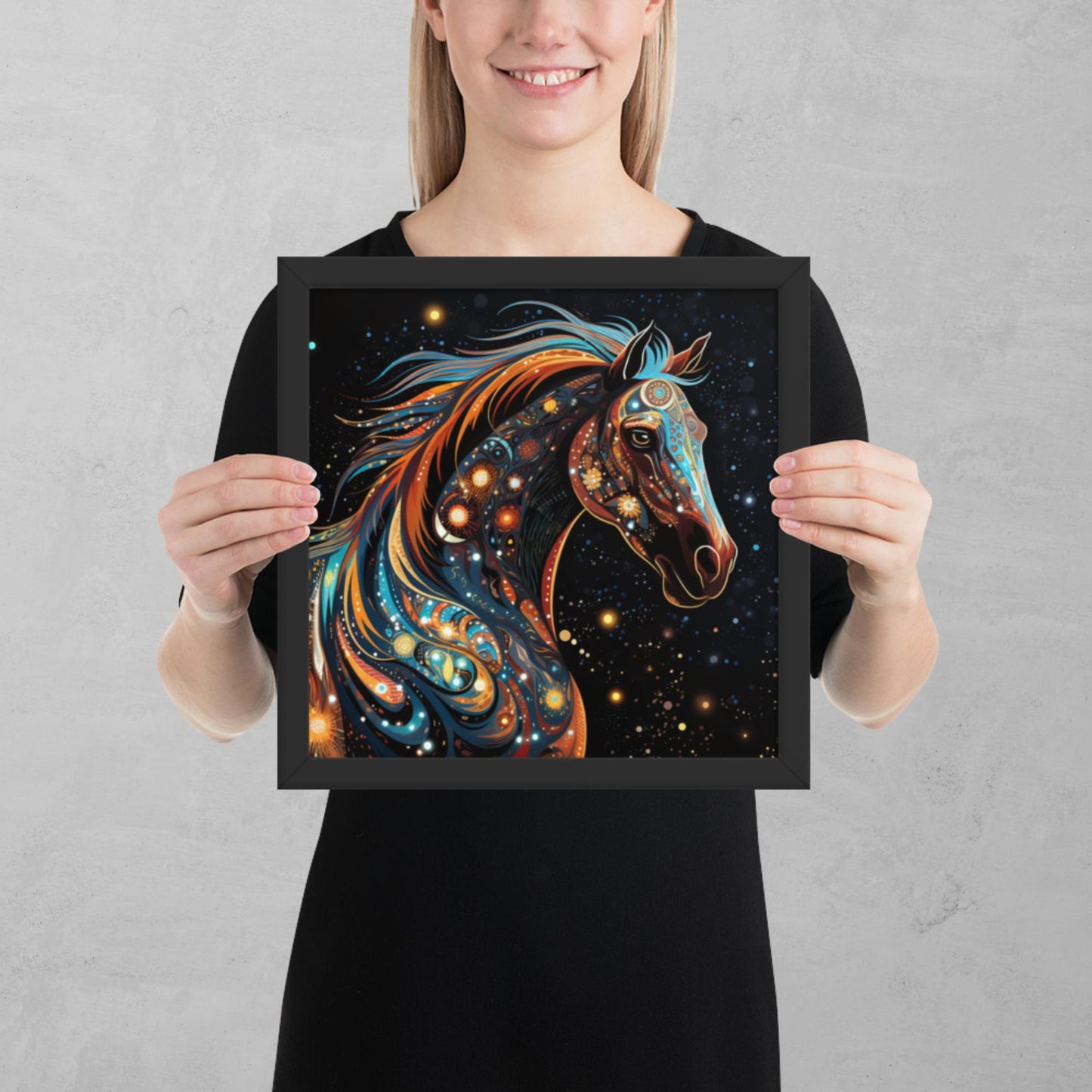 Dot Art Horse Framed Poster