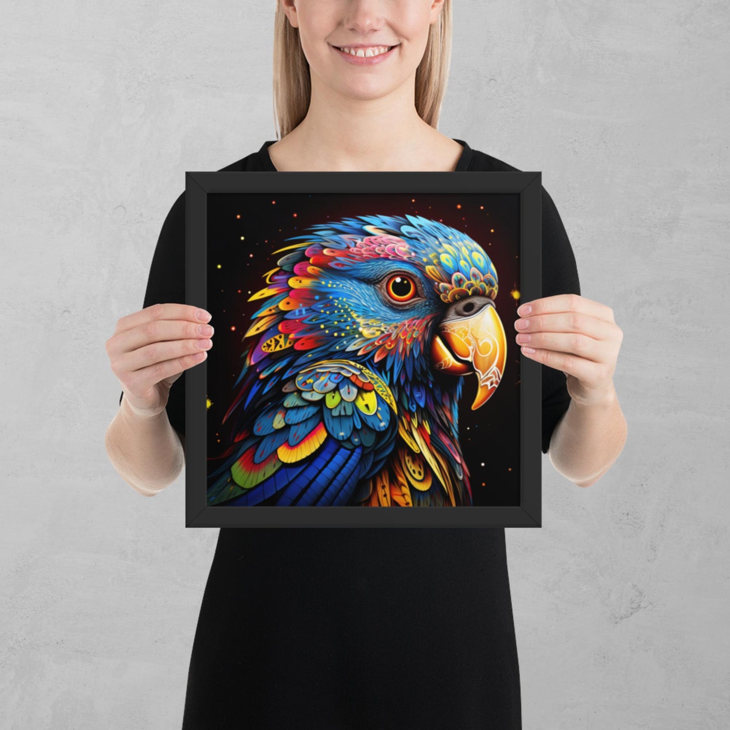 Dot Art Parrot Framed Poster