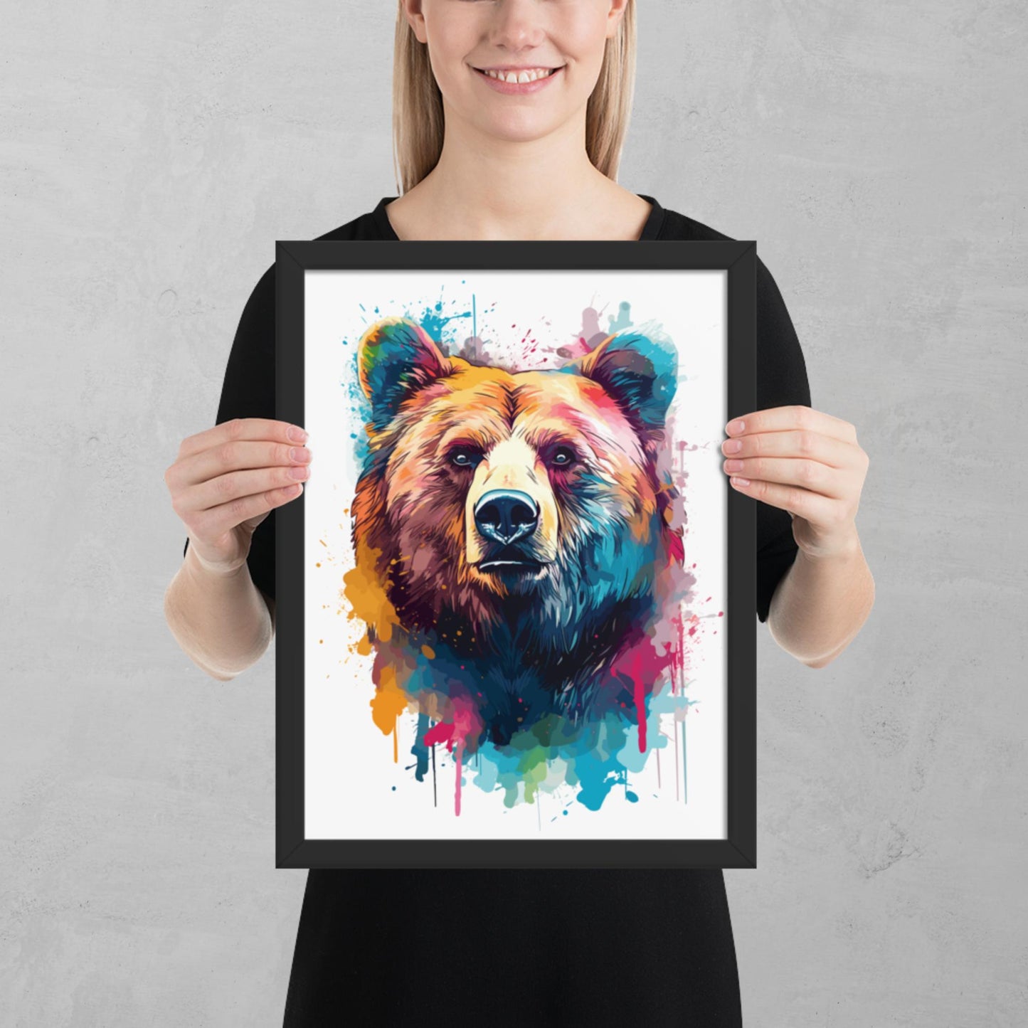 Rainbow Paint Bear Framed Poster